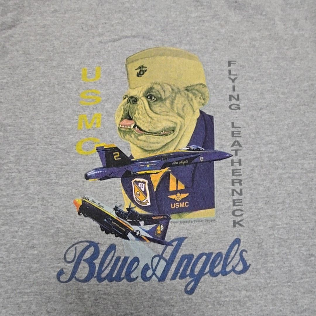 Gildan Vintage Blue Angels USMC M Gray Bulldog Military T-Shirt Y2K Size US M / EU 48-50 / 2 - 2 Thumbnail
