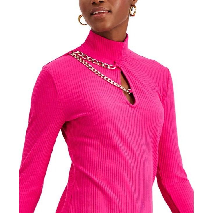 Other INC International Concepts Chain-Trim Keyhole Top, Pink Tutu Size M / US 6-8 / IT 42-44 - 2 Thumbnail