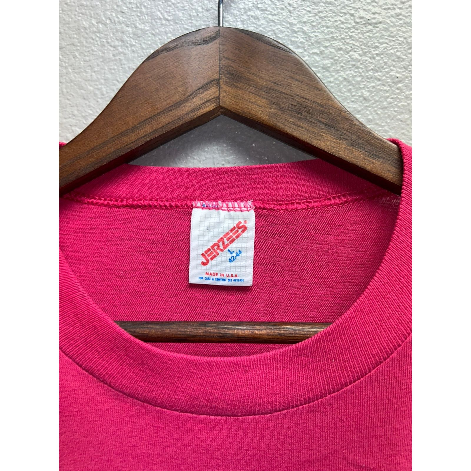 Jerzees 90s Vintage Jerzees USA Made Pink Blank Short Sleeve Shirt L Size US L / EU 52-54 / 3 - 6 Thumbnail