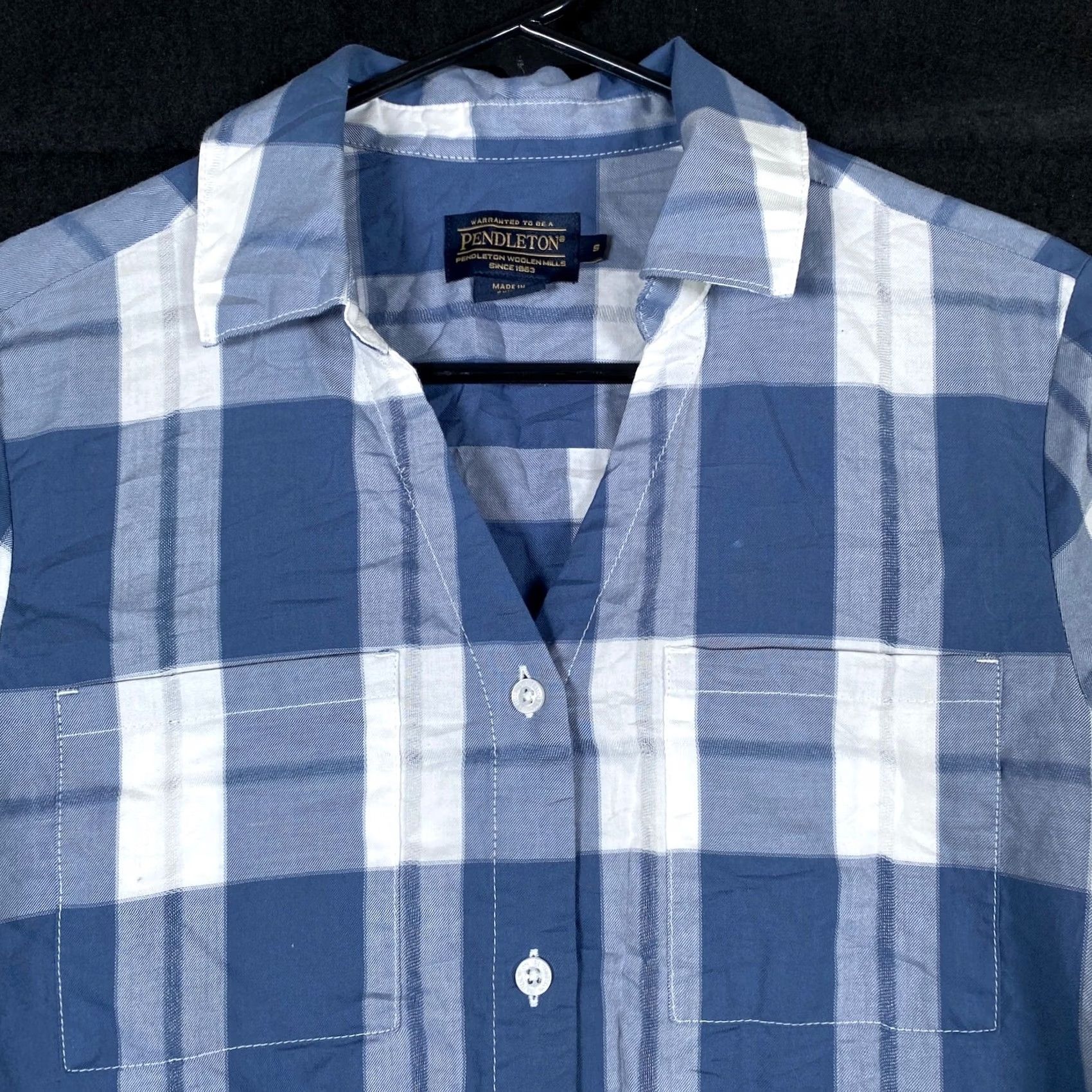 Pendleton VINTAGE Pendleton Womens Shirt Blue White Plaid Flannel Button Down Long Sleeve Small Size S / US 4 / IT 40 - 2 Thumbnail