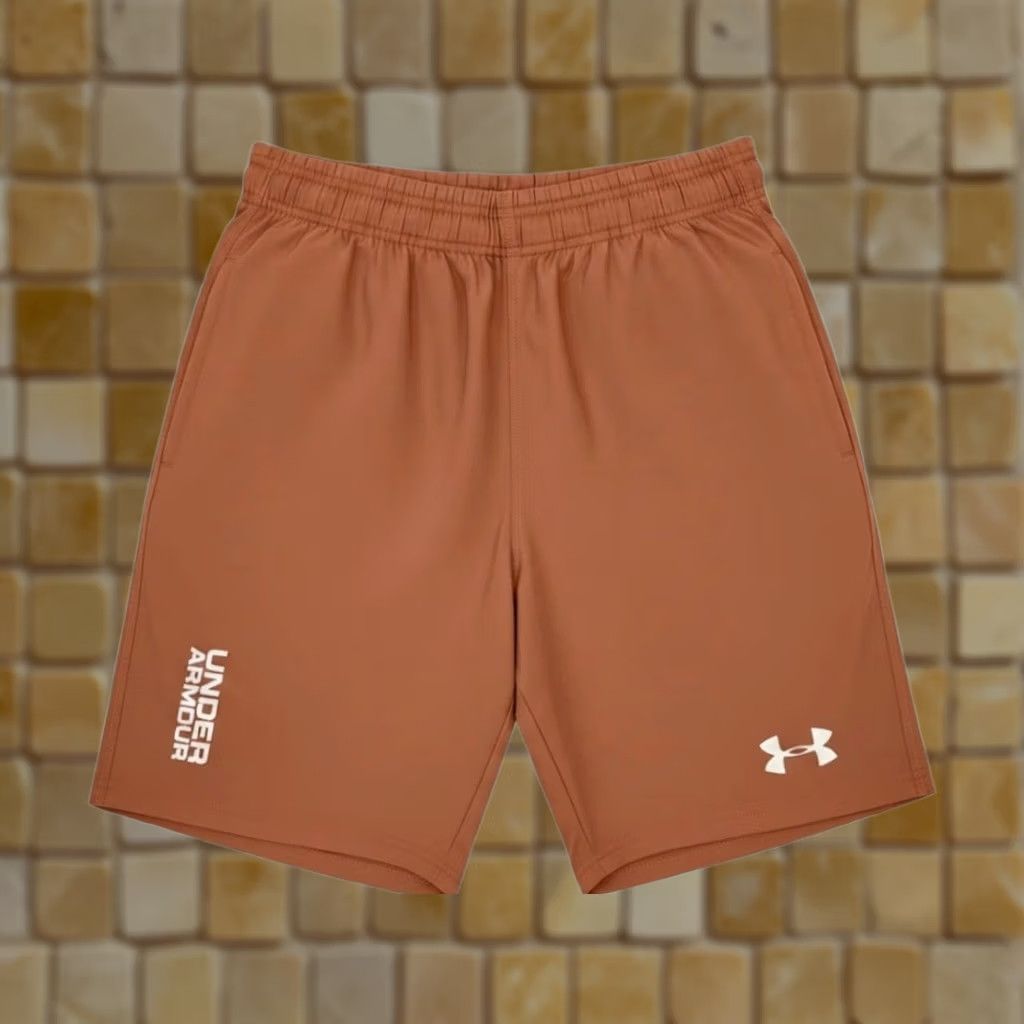 Under Armour Under Armour Men's Wordmark Athletic Rust Gym Shorts DRI-FIT 7" L Brown Polyester Drawstring Slim Inseam 7" Adult Mens Size US 33 - 1 Preview