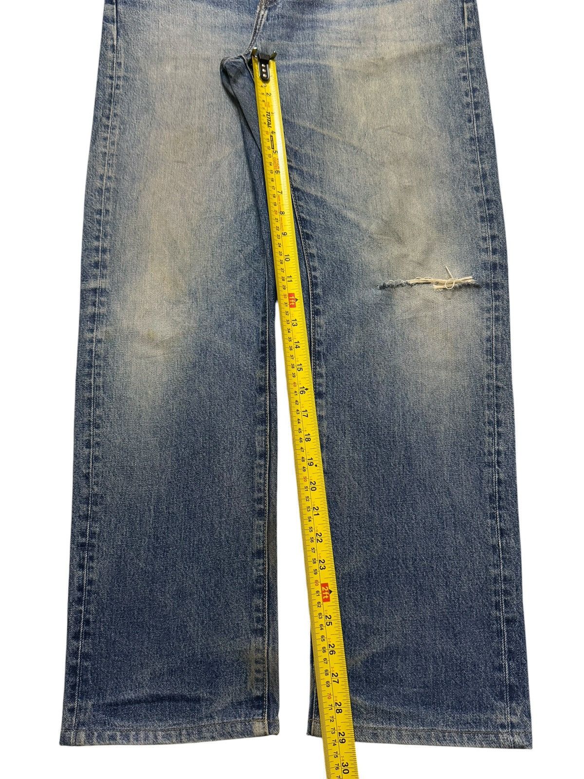 Uniqlo Vintage Y2K Japanese Uniqlo Blue Mud Wash Distress Straight Size US 33 - 10 Thumbnail