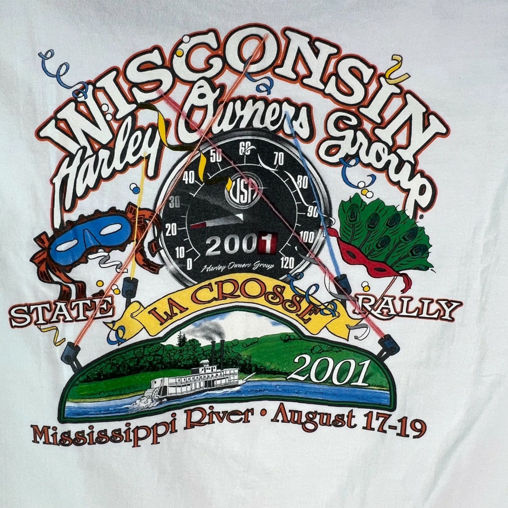 Hanes VINTAGE Hanes Motorcycle Graphic T-Shirt 2001 Wisconsin Harley Owners Group La Crosse White Adult XL Mens Size US XL / EU 56 / 4 - 2 Thumbnail