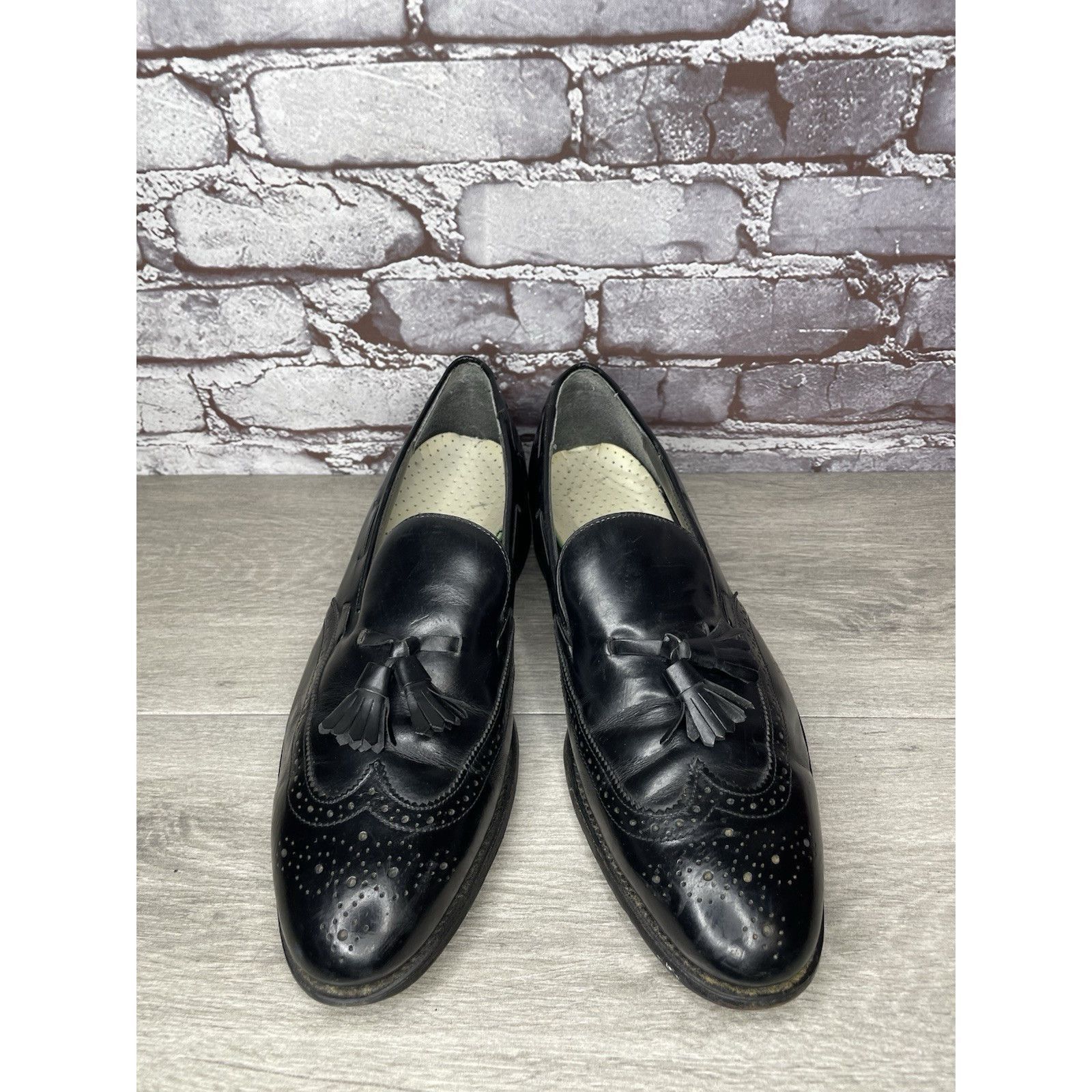 JOHN LAWRENCE SULLIVAN O'Sullivan Black Leather Wingtip VTG Loafers Dress Shoes Men Size US 12 / EU 45 - 2 Thumbnail