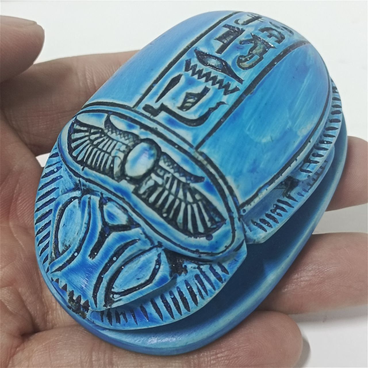 Handmade Vintage-style blue scarab Egyptian collectible gift Size ONE SIZE - 5 Thumbnail