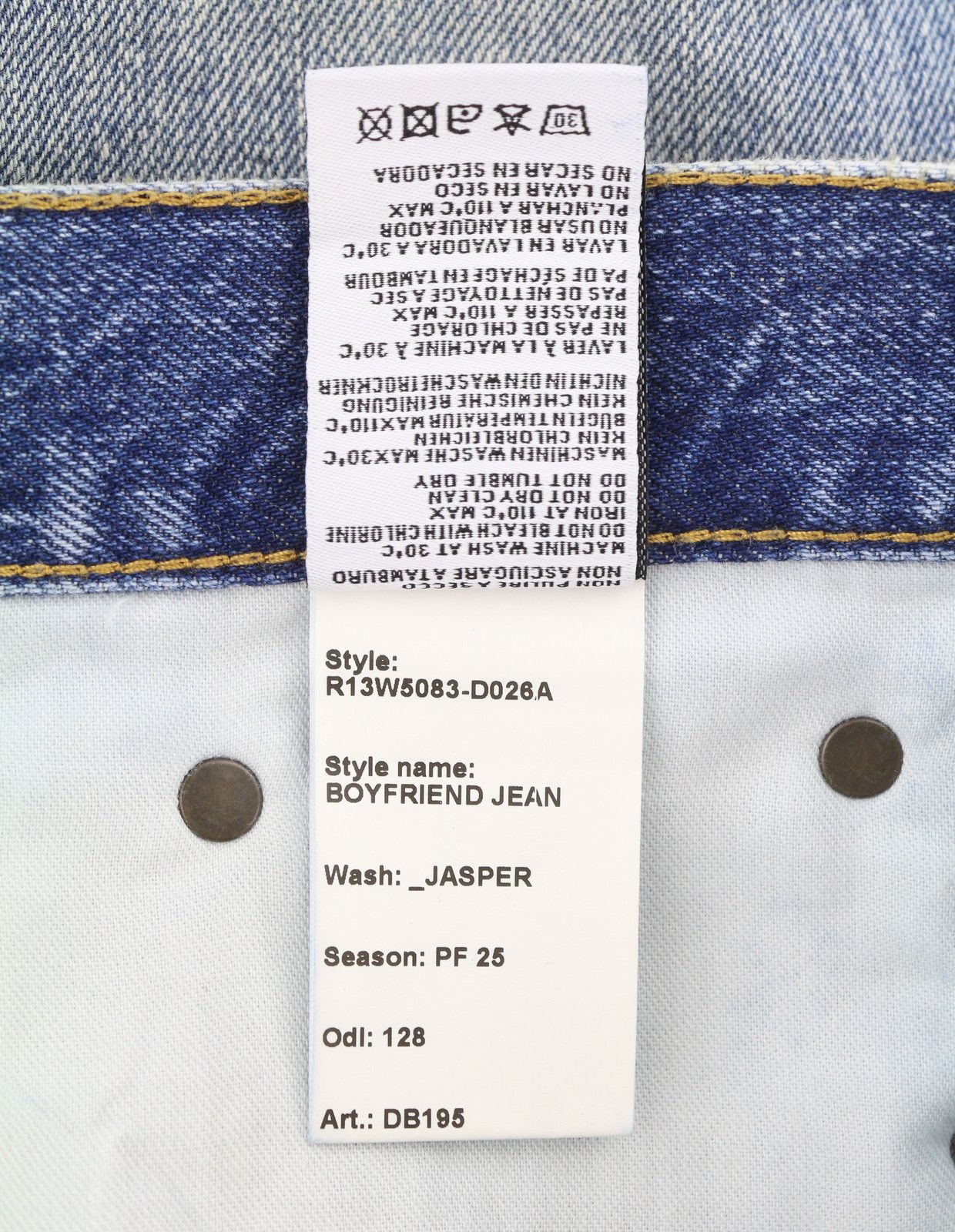 R13 BOYFRIEND 28 Jasper Faded Blue PF25 Jeans 87198 Size 28" / US 6 / IT 42 - 9 Thumbnail