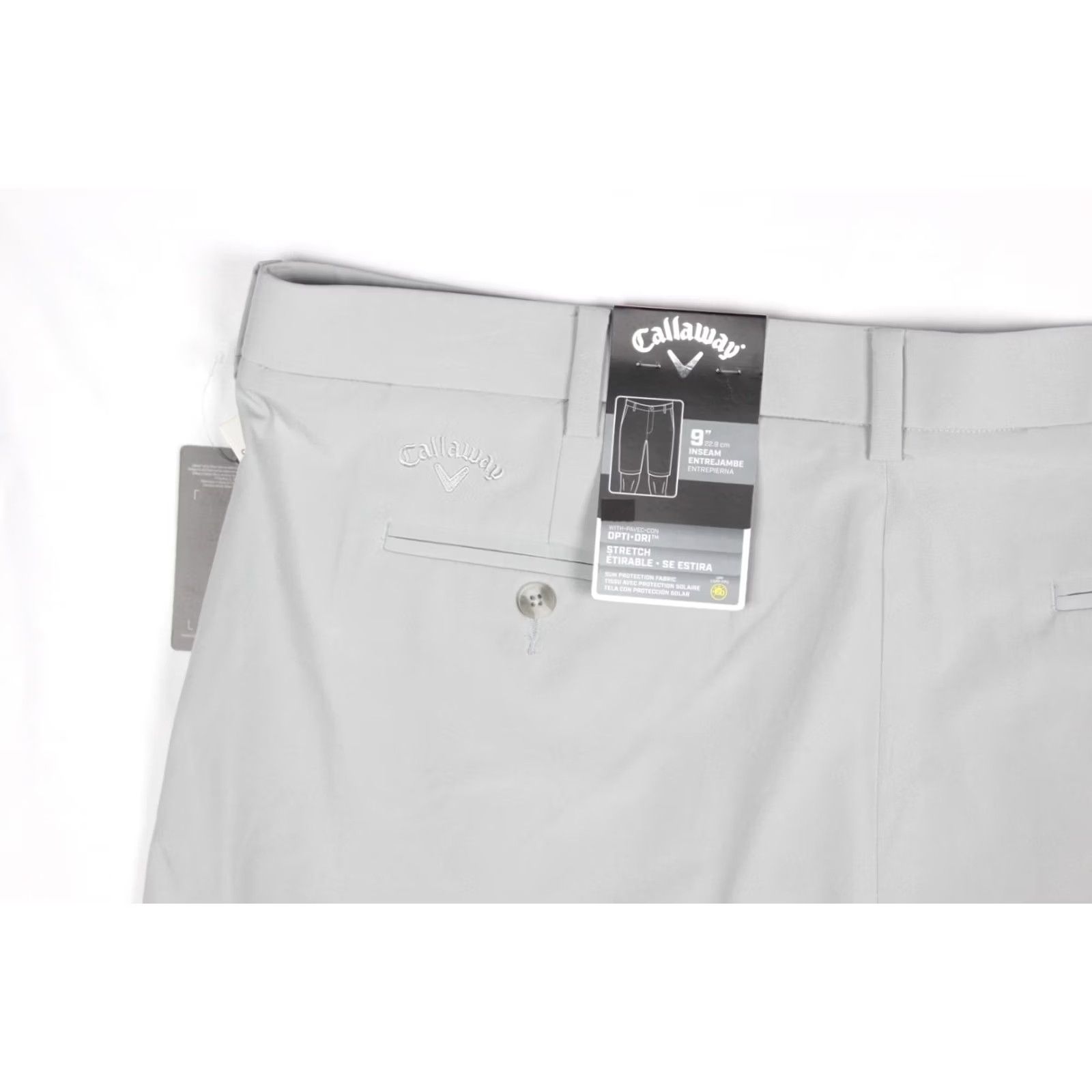 Callaway Callaway Men's 40 x 9" Flat Front Solid Golf Shorts Opti Dri Light Gray Size US 40 / EU 56 - 3 Thumbnail