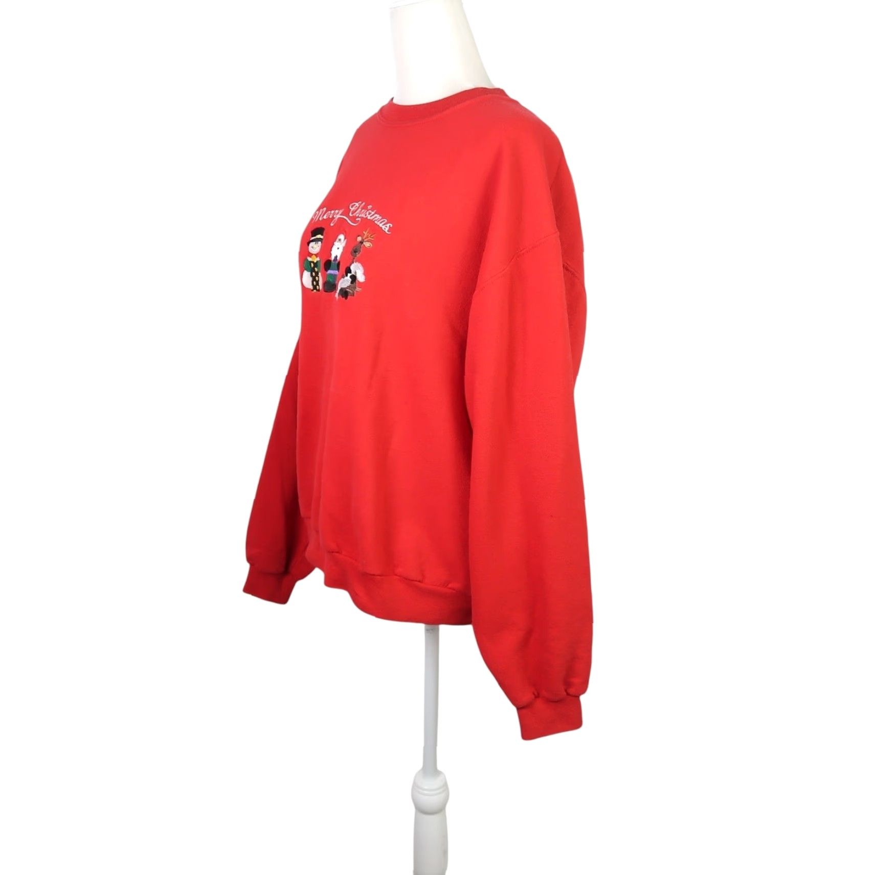 Jerzees VINTAGE Jerzees Sweatshirt Red Christmas Santa Embroidered Crew Neck M Womens 90s Holiday Santa Embroidered Snowman Reindeer Seasonal Winter Fall Size M / US 6-8 / IT 42-44 - 3 Thumbnail