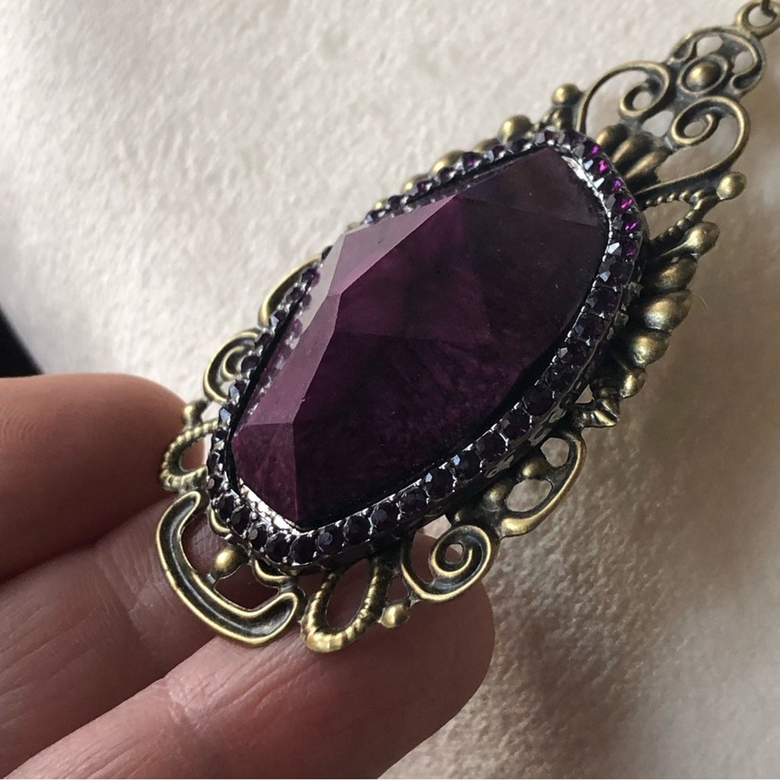 Handmade Handcrafted “purple power” genuine onyx necklace Size ONE SIZE - 9 Thumbnail