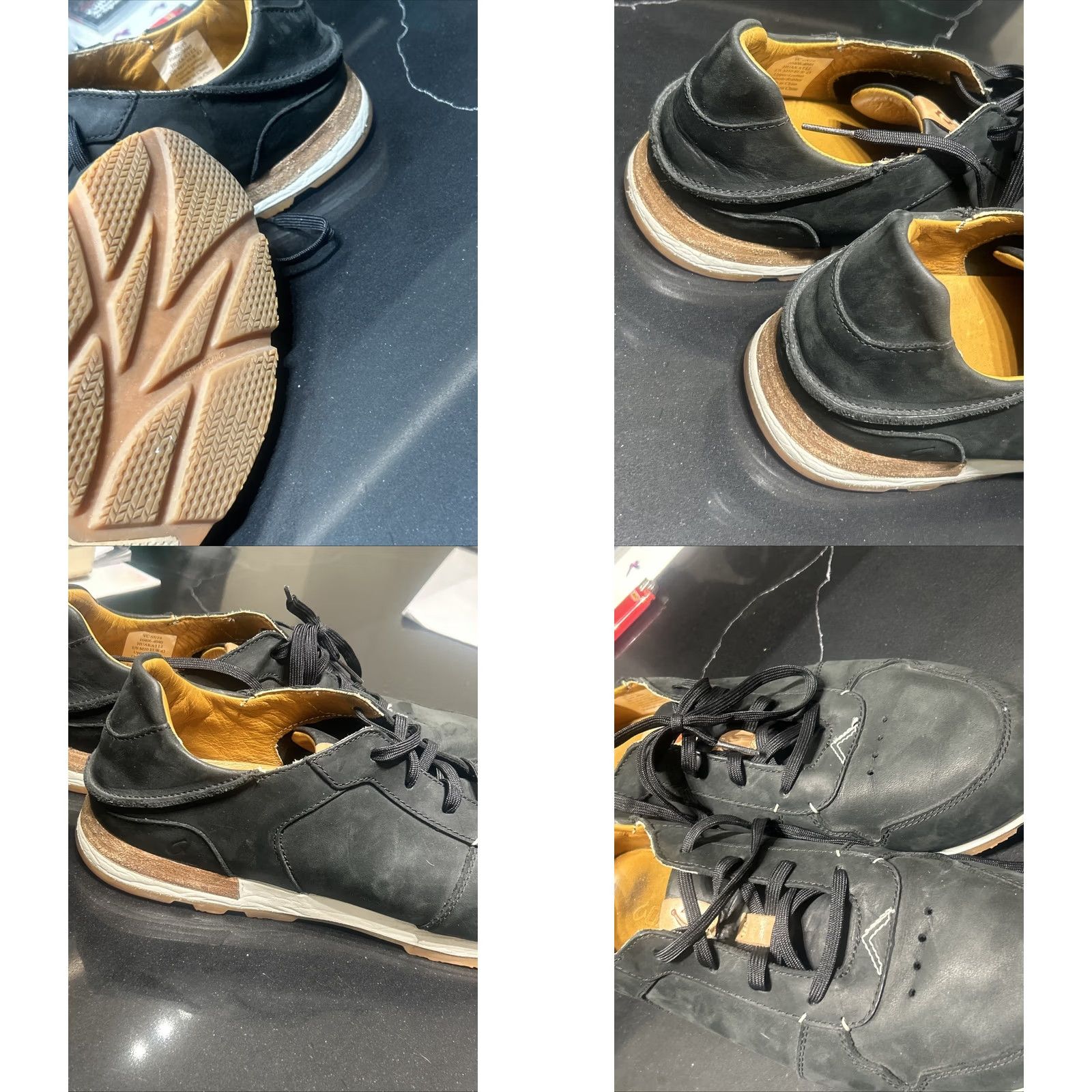 Olukai OLUKAI Mens Huaka'i Li Waxed Black Leather Suede Casual Sneakers Size 10 Size US 10 / EU 43 - 8 Thumbnail