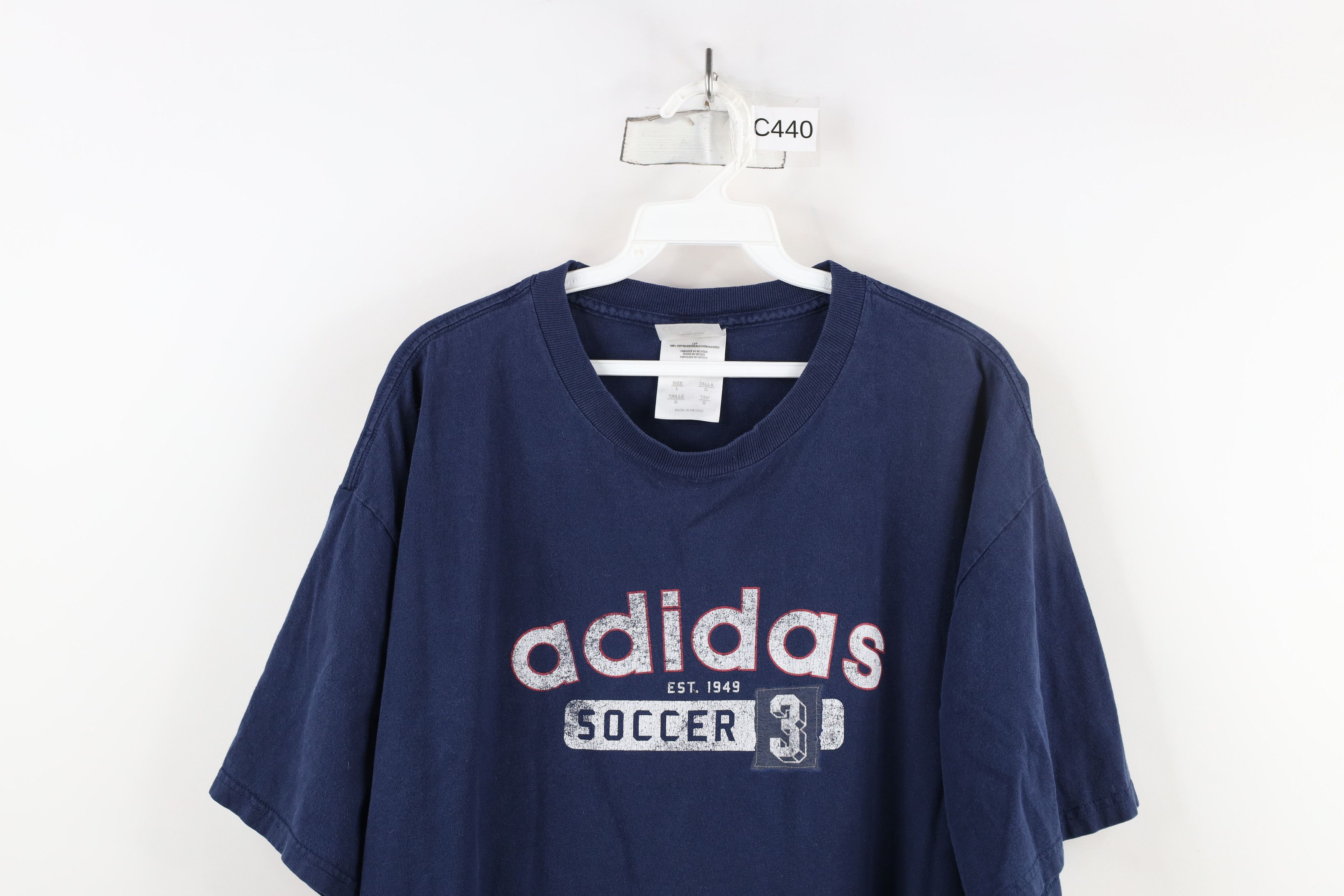 Adidas × Vintage Vintage 90s Y2K Adidas Soccer Spell Out T-Shirt Blue Cotton Size US L / EU 52-54 / 3 - 2 Thumbnail