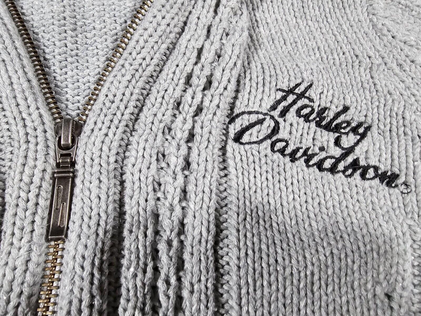 Designer Harley Davidson Zip Up Shawl Neck Sweater Biker Casual SM Size S / US 4 / IT 40 - 2 Thumbnail