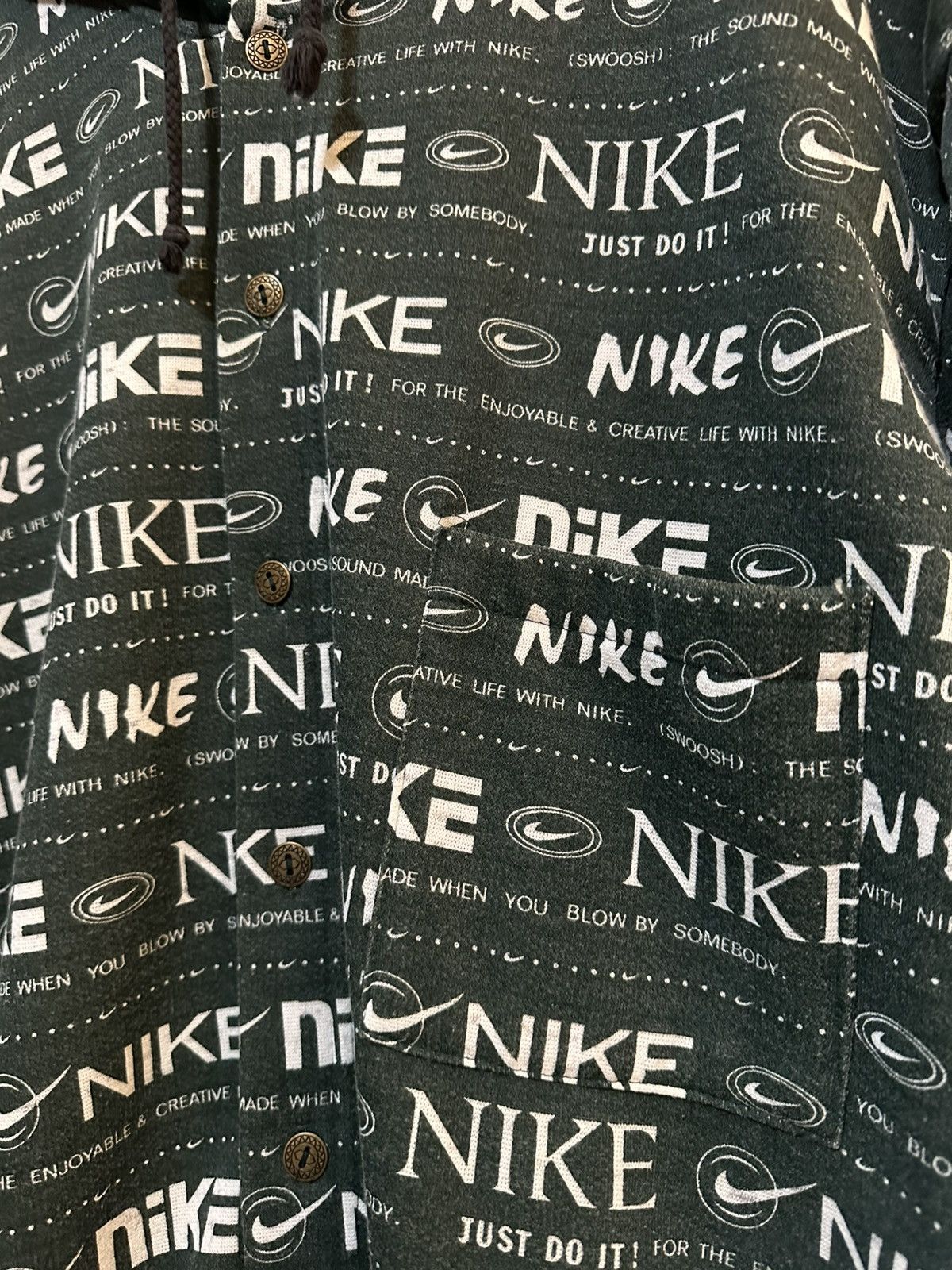 Nike GRAIL Vintage 90s Nike AOP Hoodie XL Green Size US XL / EU 56 / 4 - 6 Thumbnail