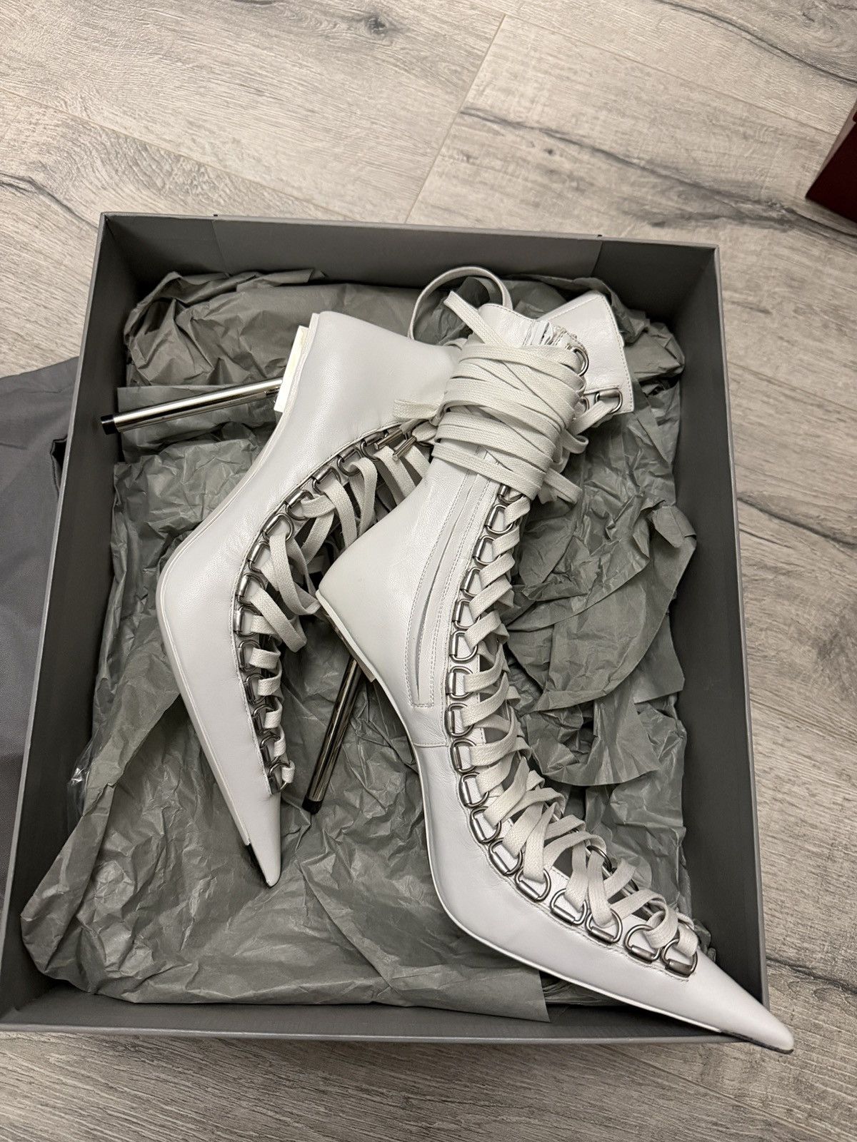 Balenciaga Corset heels pump white