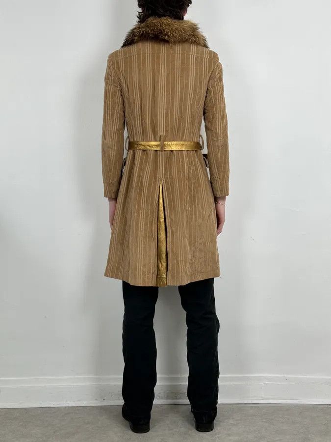 Dolce & Gabbana 2000s Dolce & Gabbana Fur Collar Beige Corduroy Long Jacket Size S / US 4 / IT 40 - 3 Thumbnail