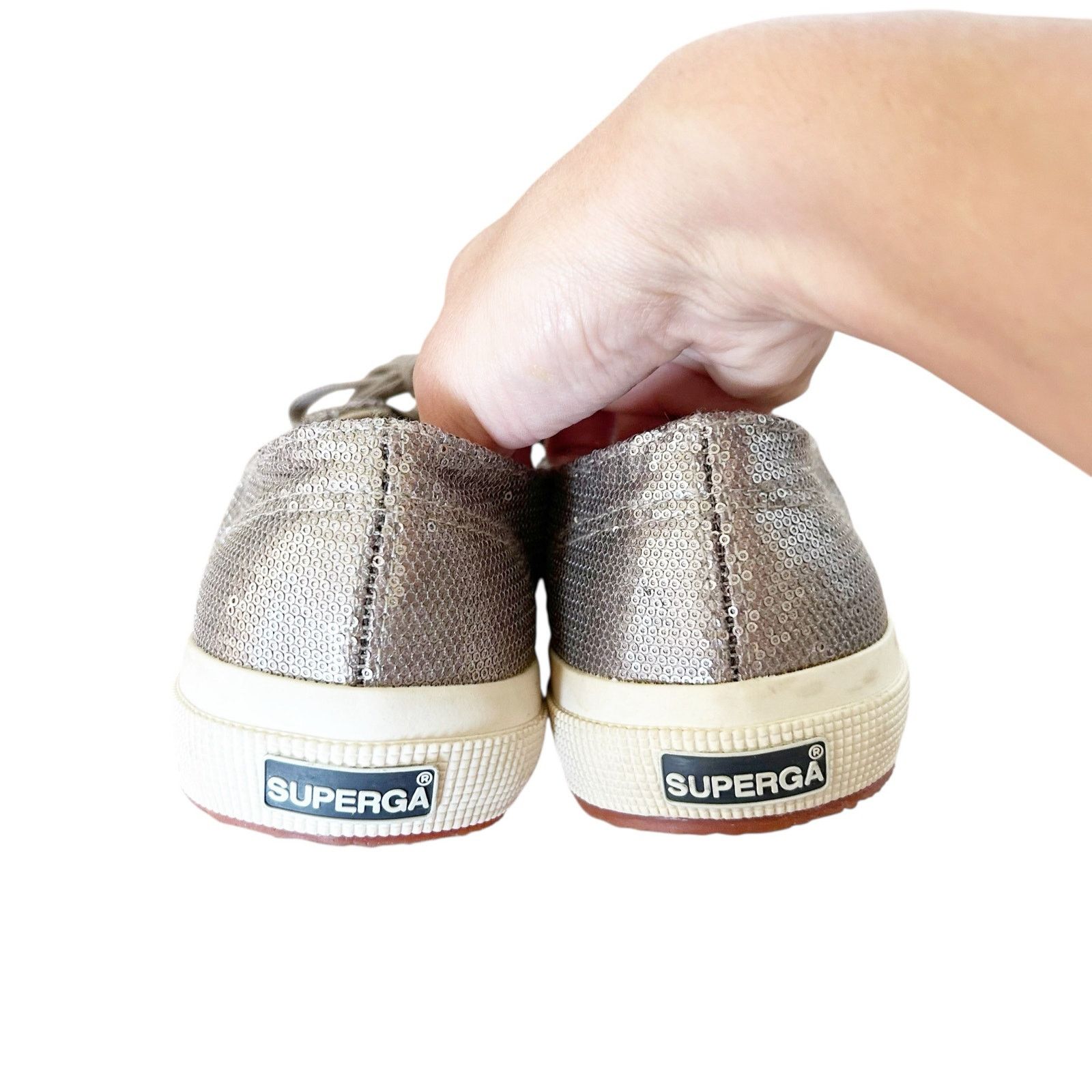 Superga Superga Silver Metallic Sequin Platform Sneakers Sz 9 Size US 9 / IT 39 - 5 Thumbnail