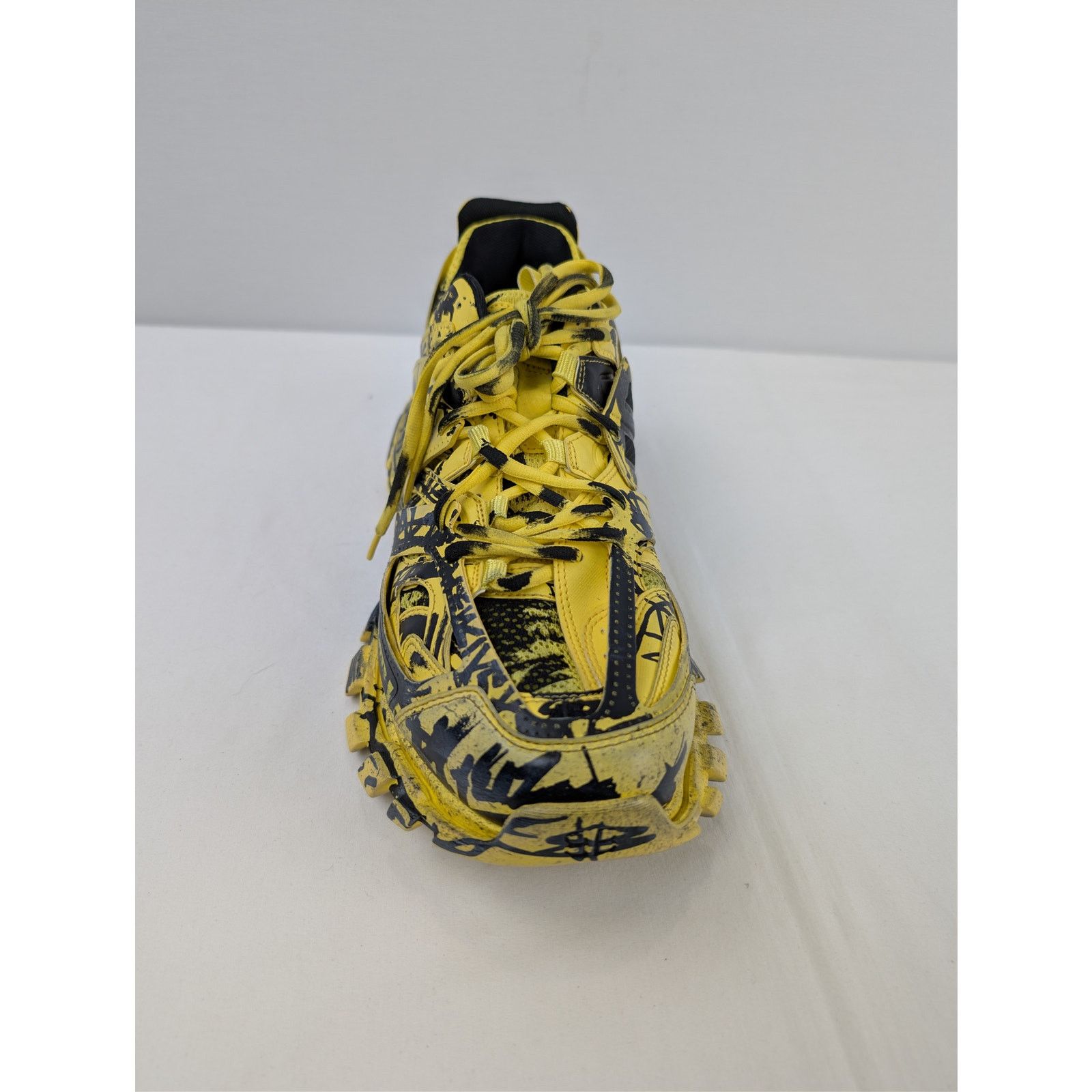 Balenciaga o1rshd1 Graffiti Dirty Track Texture Mesh Sneakers in Yellow Size US 12 / EU 45 - 13 Thumbnail
