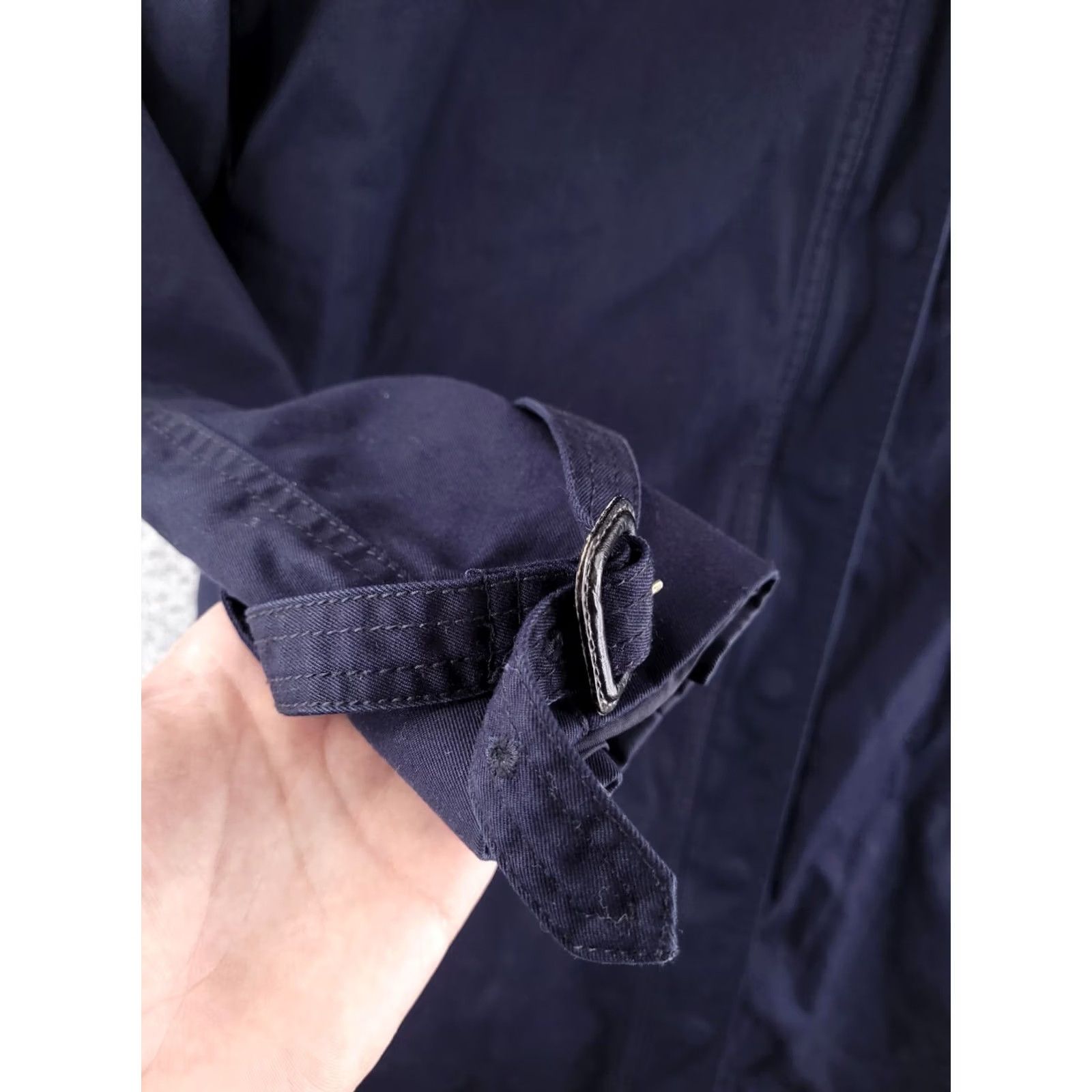 J.Crew J.CREW Canvas Jacket Womens 10 Navy Blue Long Overcoat Military Field Zip Button Jacket Coat Women Blue Size L / US 10 / IT 46 - 4 Thumbnail