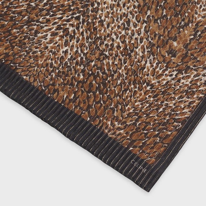 Celine o1bcso1str0924 Size: OS / Scarf In Printed Lurex Silk Fauve Size ONE SIZE - 2 Thumbnail