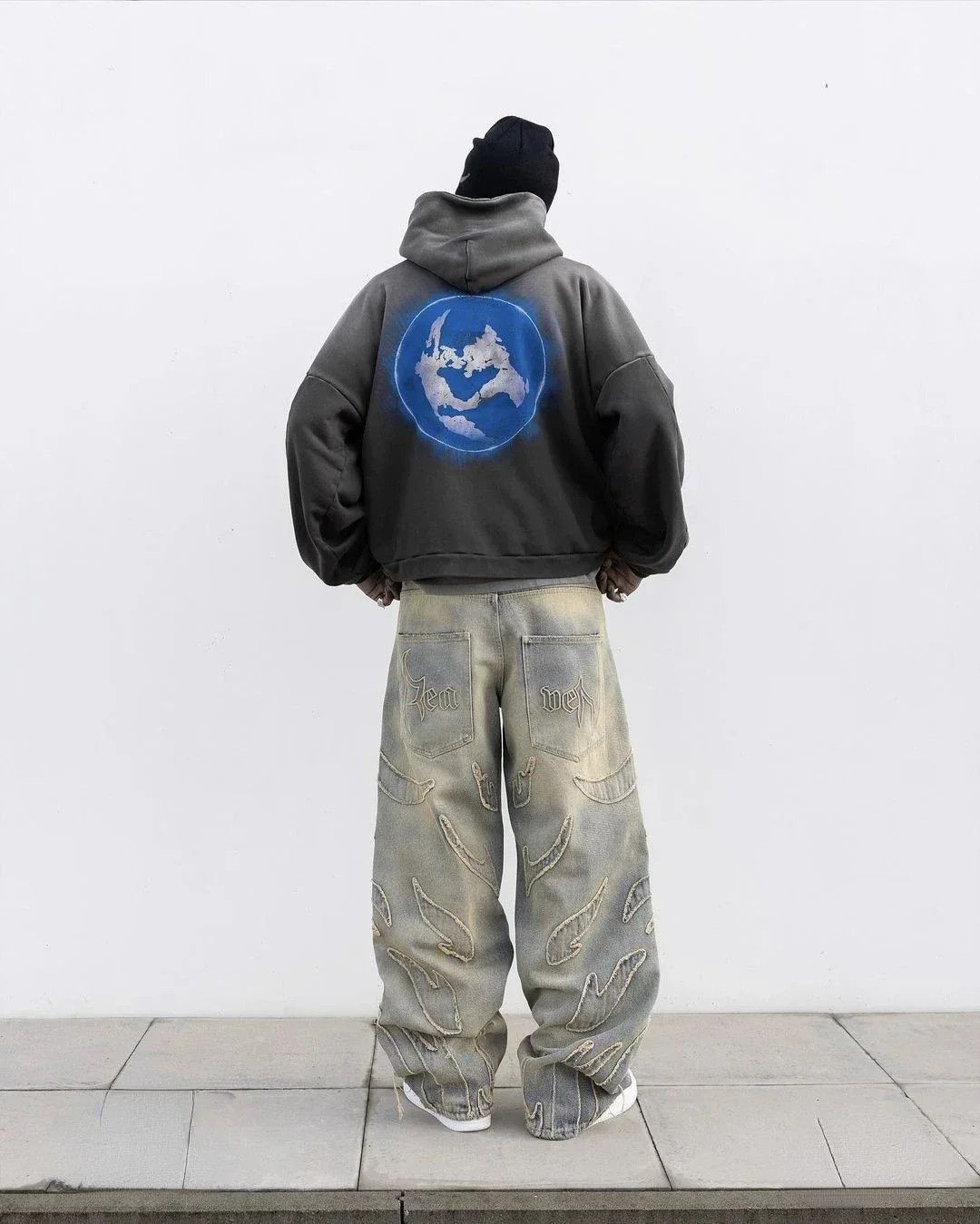 Jean × Vintage Jeans Patchwork Gothic Raw Edge Embroidered Size 32 Size US 32 / EU 48 - 3 Thumbnail