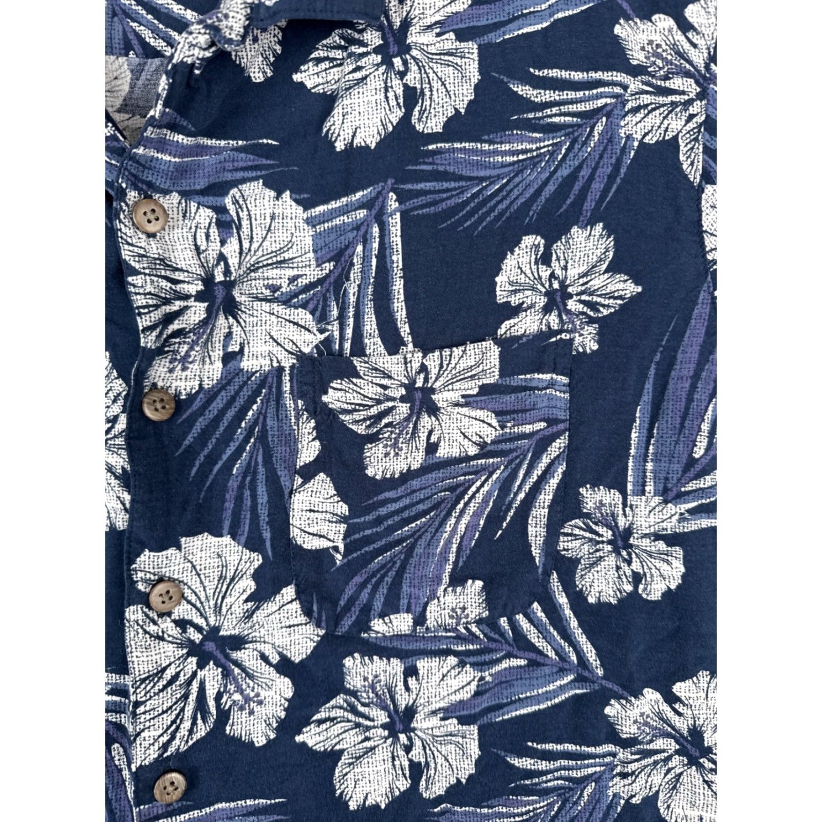 George George Shirt Adult Large Blue White Floral Leaf Button Up Hawaiian 100% Rayon Size US L / EU 52-54 / 3 - 6 Thumbnail
