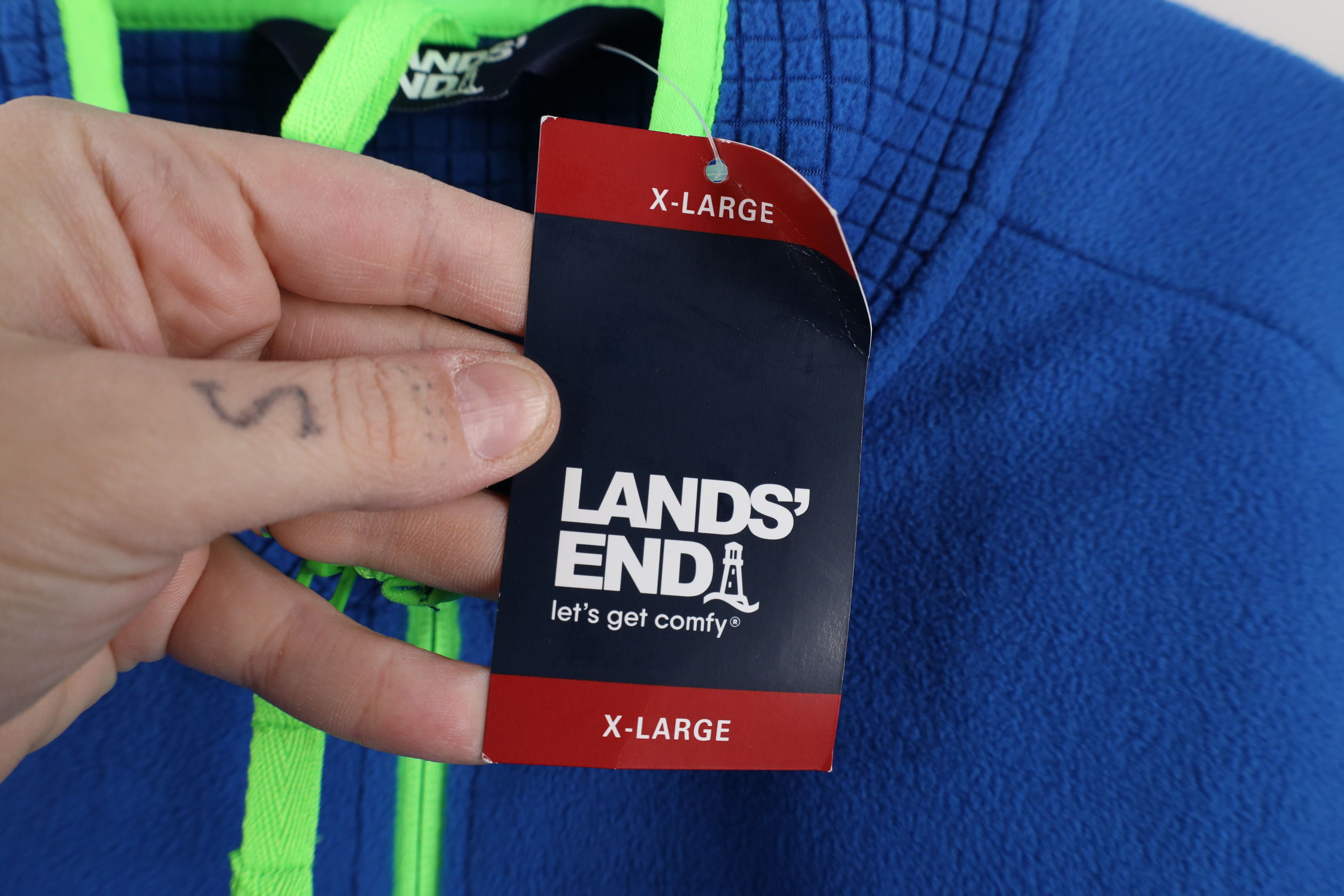 Lands' End × Vintage New Lands End Grid Fleece Full Zip Jacket Blue Polyester Size US XL / EU 56 / 4 - 8 Thumbnail