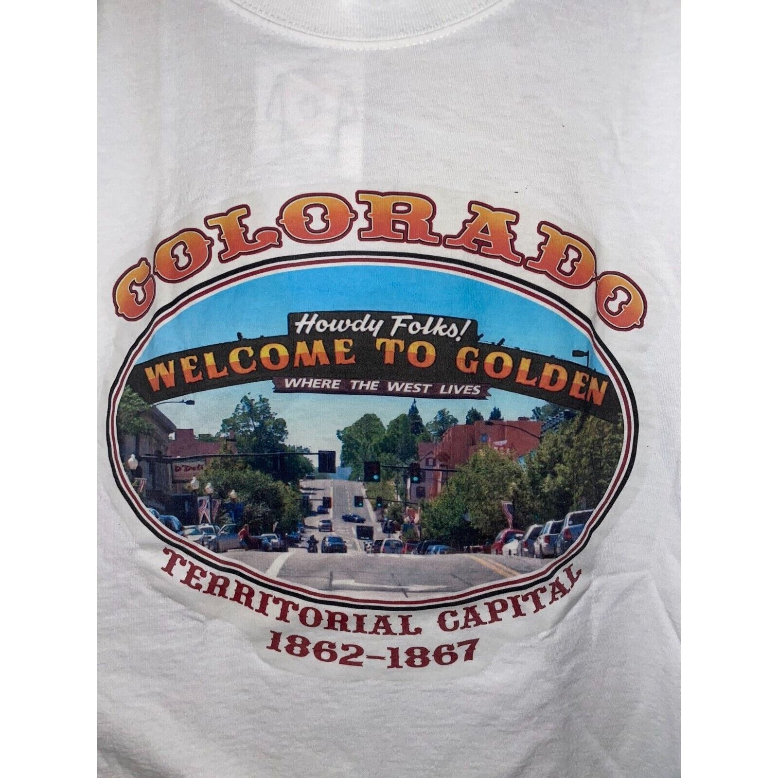 Fruit Of The Loom Golden Colorado Shirt Territorial Capital Graphic White Tee Size US L / EU 52-54 / 3 - 2 Thumbnail
