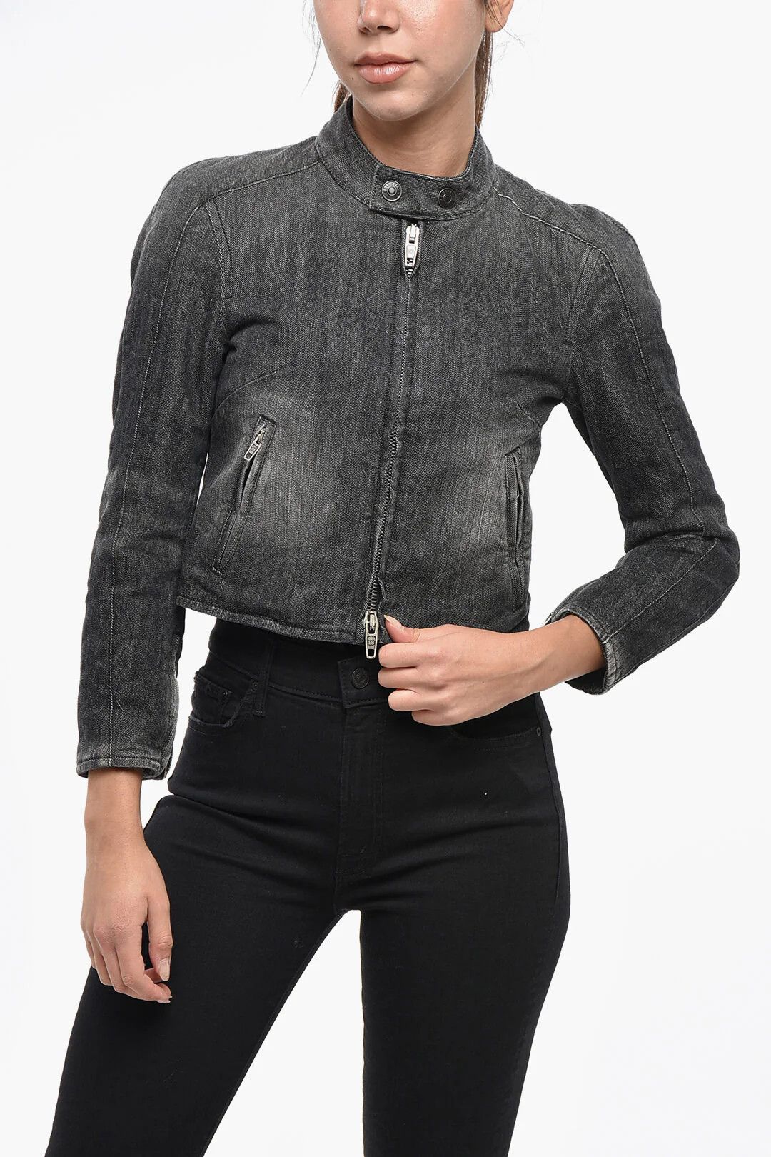 Balenciaga og1mm0326 Crop Denim Jacket in Grey Size M / US 6-8 / IT 42-44 - 1 Thumbnail