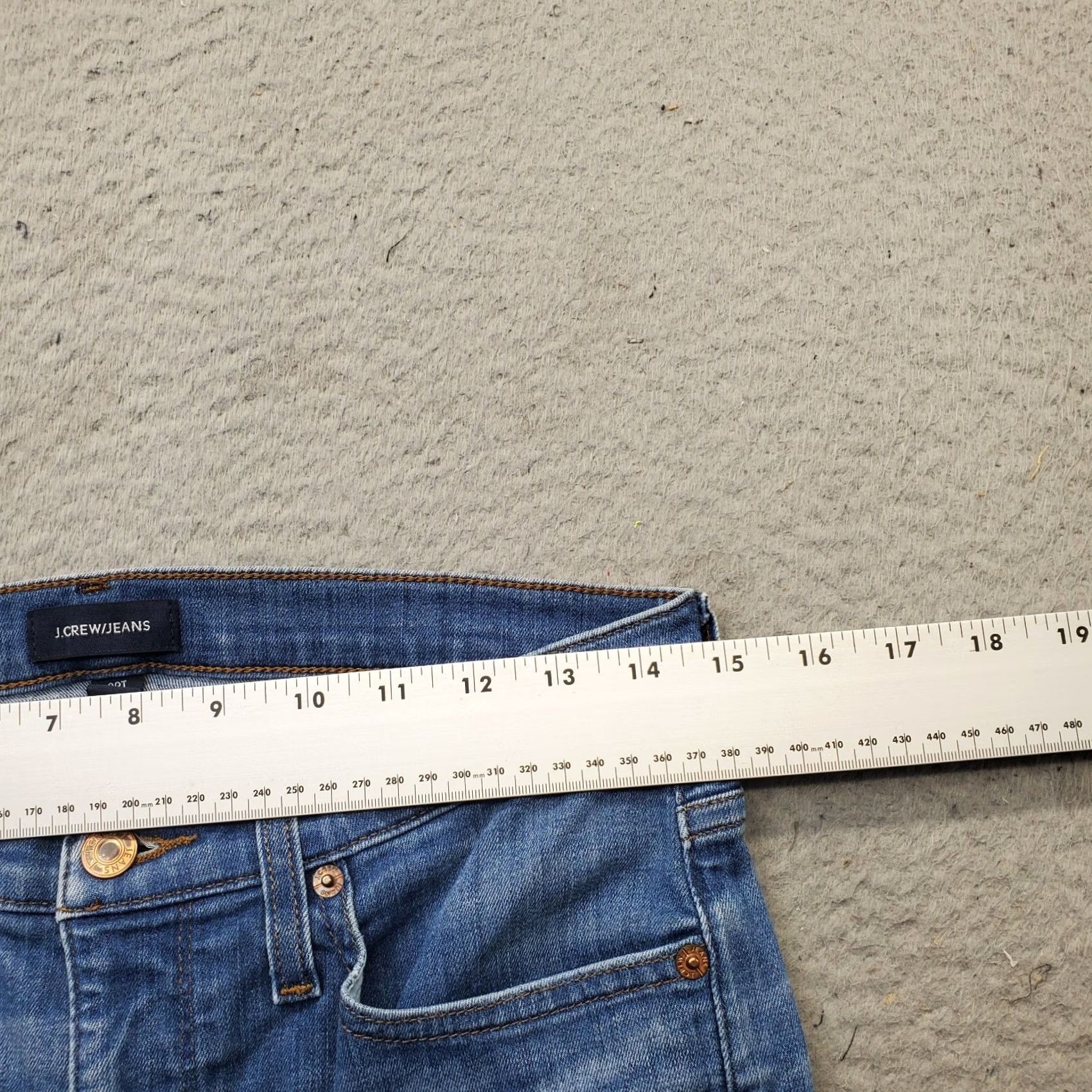 J.Crew J.CREW Bootcut Jeans Womens 29T Blue Denim Stretch Faded Raw Hem Whiskered Size 29" - 6 Thumbnail