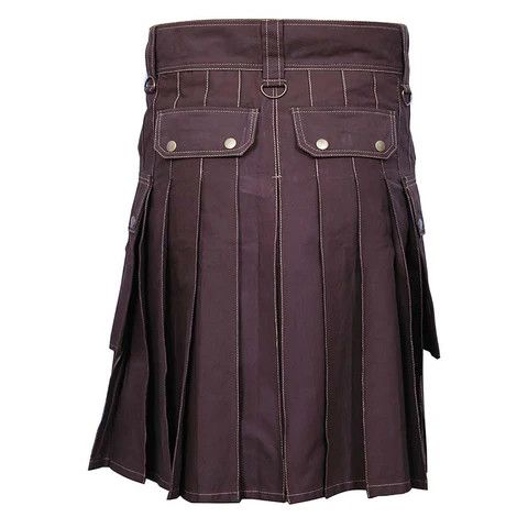 Handmade × Other Cargo Utility Kilt Brown with 6 Pockets Size US 34 / EU 50 - 3 Thumbnail