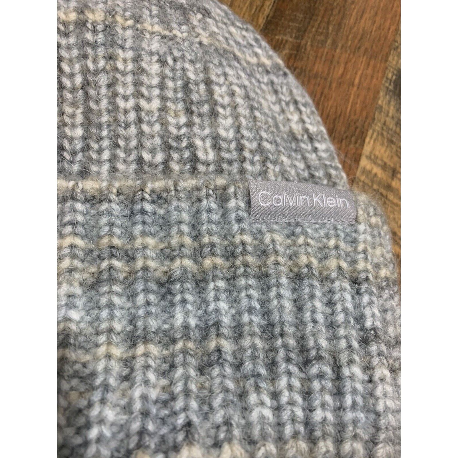 Calvin Klein Calvin Klein Beanie Winter Hat Cap One Size Cream Gray Size ONE SIZE - 3 Thumbnail