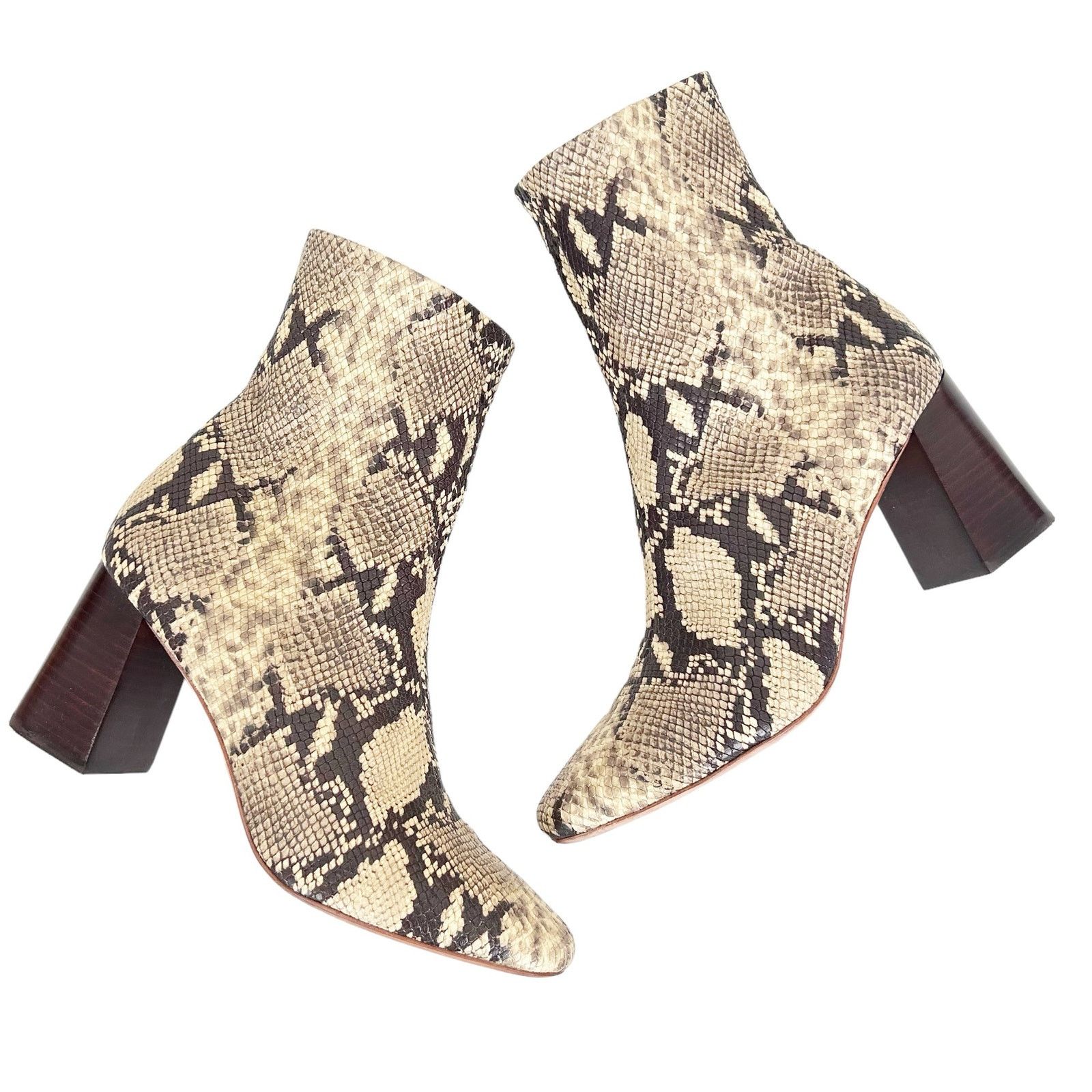 Loeffler Randall Loeffler Randall Tan Snakeskin Flare Block Heel Booties 8.5 Size US 8.5 / IT 38.5 - 10 Thumbnail