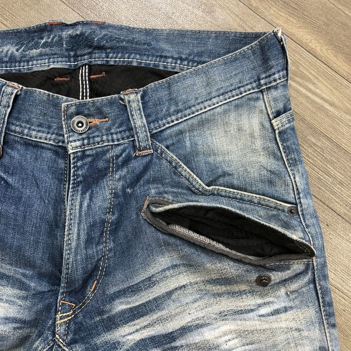 If Six Was Nine × Japanese Brand × Le Grande Bleu (L.G.B.) 2000s Nicole Club Multi Pocket Faded Bootcut Flared Jeans Size US 31 - 7 Thumbnail