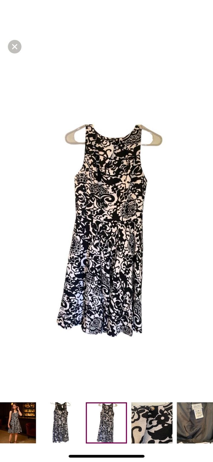 Other 100% Silk Cocktail Dress 8 | Fit & Flare Black & Silver Size M / US 6-8 / IT 42-44 - 3 Thumbnail