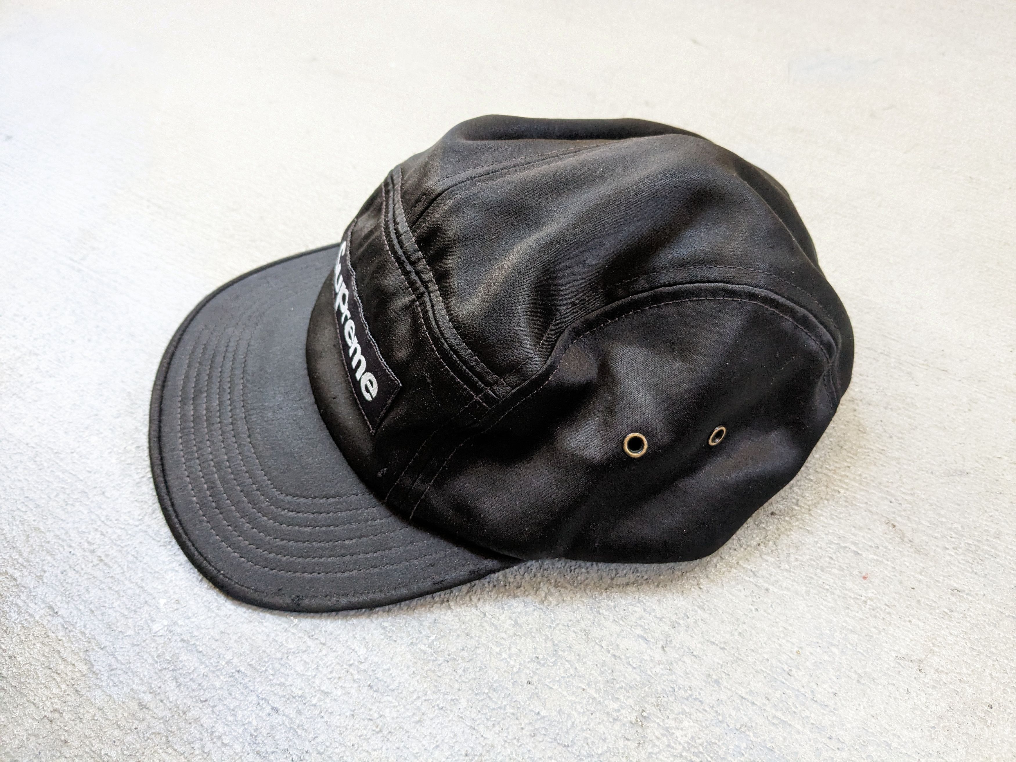 Supreme Supreme Satin Camp Cap Satin Black SS17 BOGO Box Logo Hat Size ONE SIZE - 6 Thumbnail