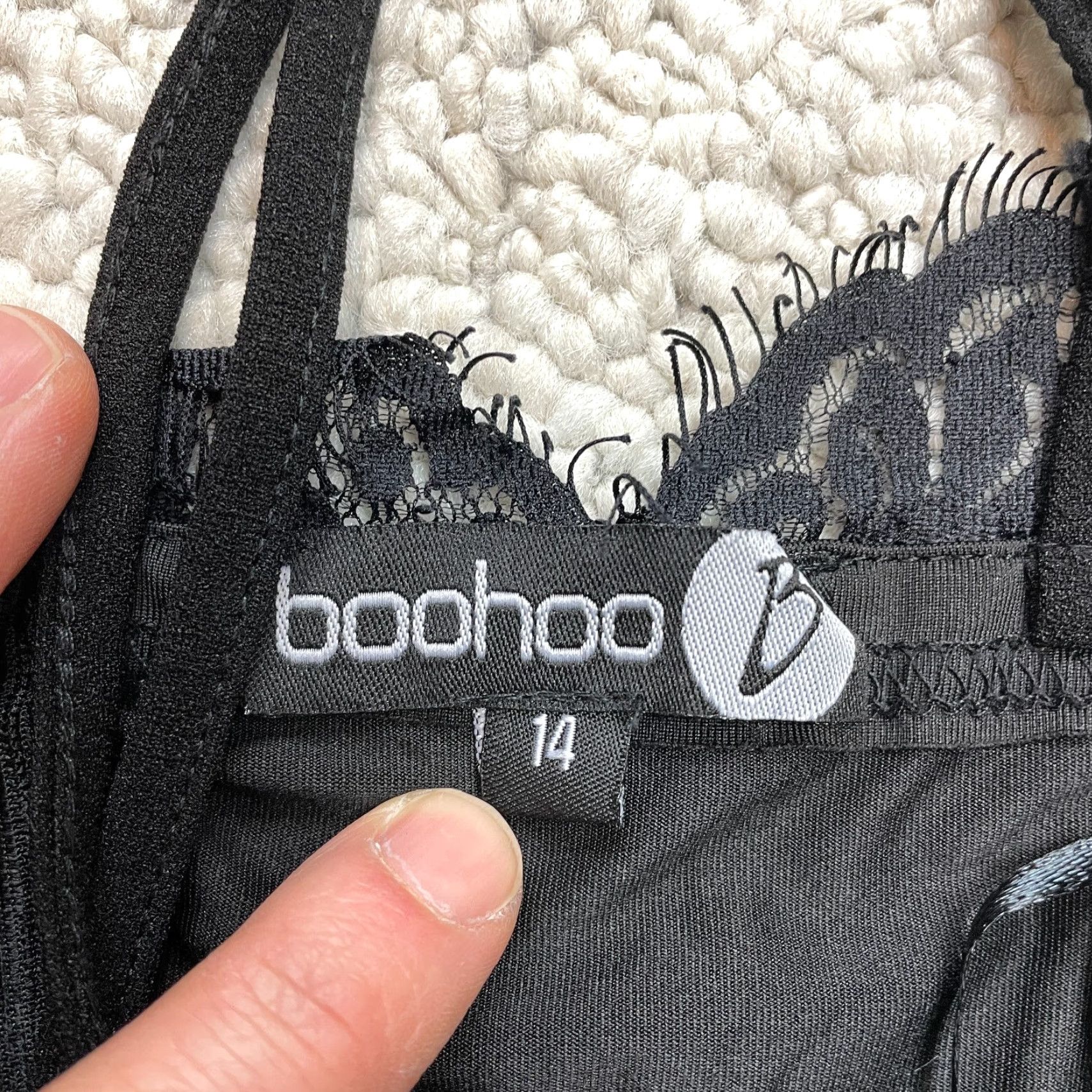 Boohoo VINTAGE Boohoo Dress Shift Womens 14 Black Lace Sheer Sleeveless Zip Round Neck Knee Length Solid / Fall Spring Summer Winter Womens Size XL / US 12-14 / IT 48-50 - 6 Thumbnail
