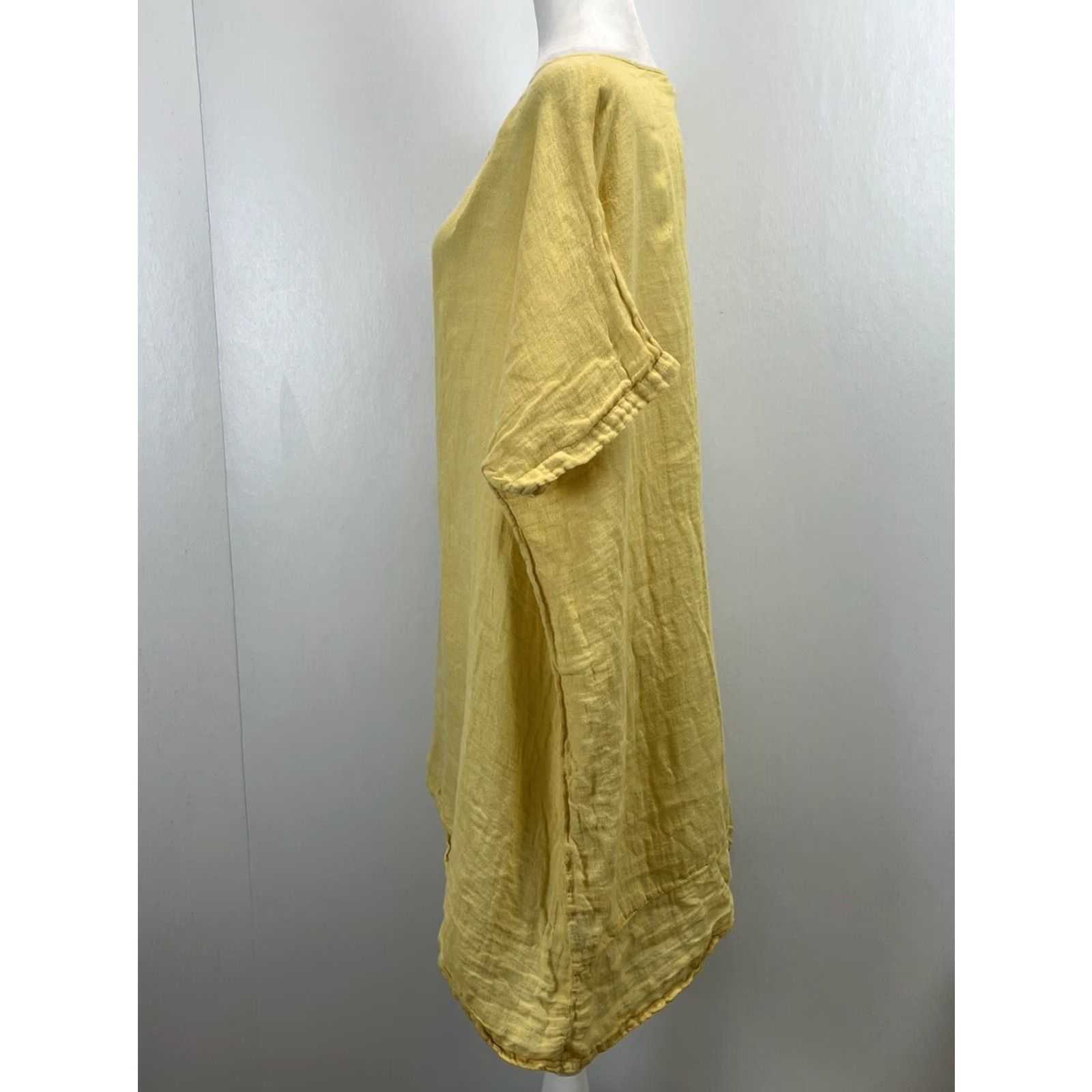 Vintage Verandah By Vina Womens Linen Tunic Shirt One Size Yellow Bohemian Size ONE SIZE - 2 Thumbnail