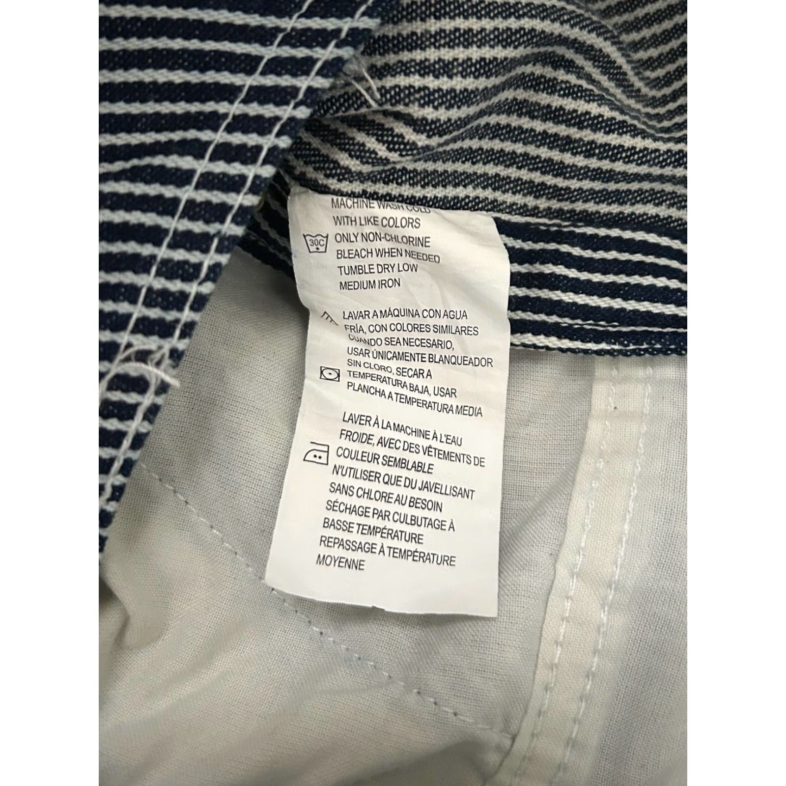 Vintage VINTAGE Big Smith Overalls Shirt Mens 38x30 Blue Striped 2010s Denim Conductor Bib Pants Size US 38 / EU 54 - 6 Thumbnail