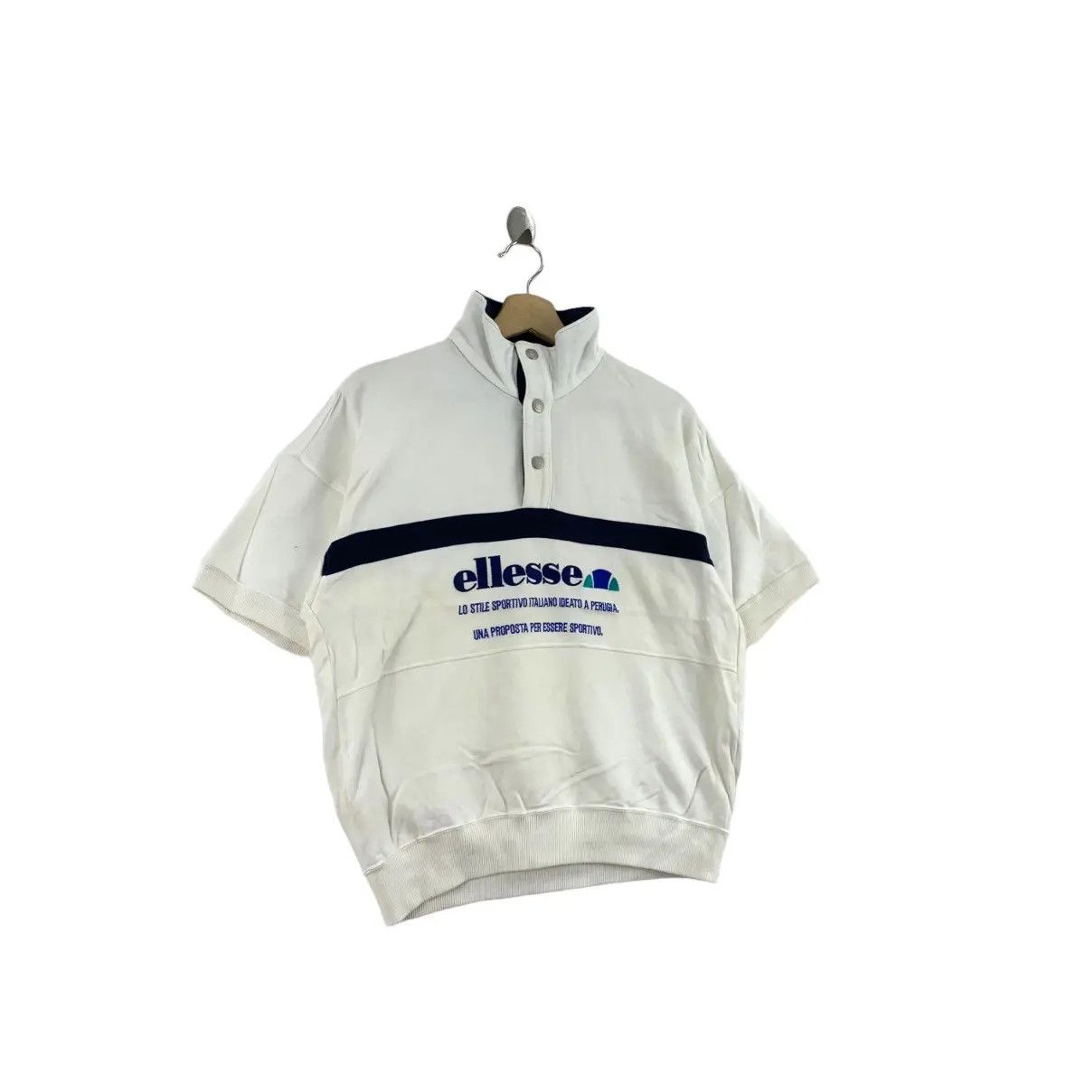 Ellesse Vintage ELLESSE PERUGIA ITALIA Half Button Cropped Top Size L / US 10 / IT 46 - 2 Thumbnail