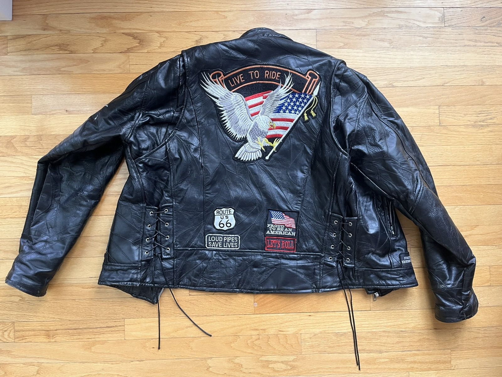 Vintage Diamond plate Buffalo leather biker jacket Size US XXL / EU 58 / 5 - 1 Thumbnail