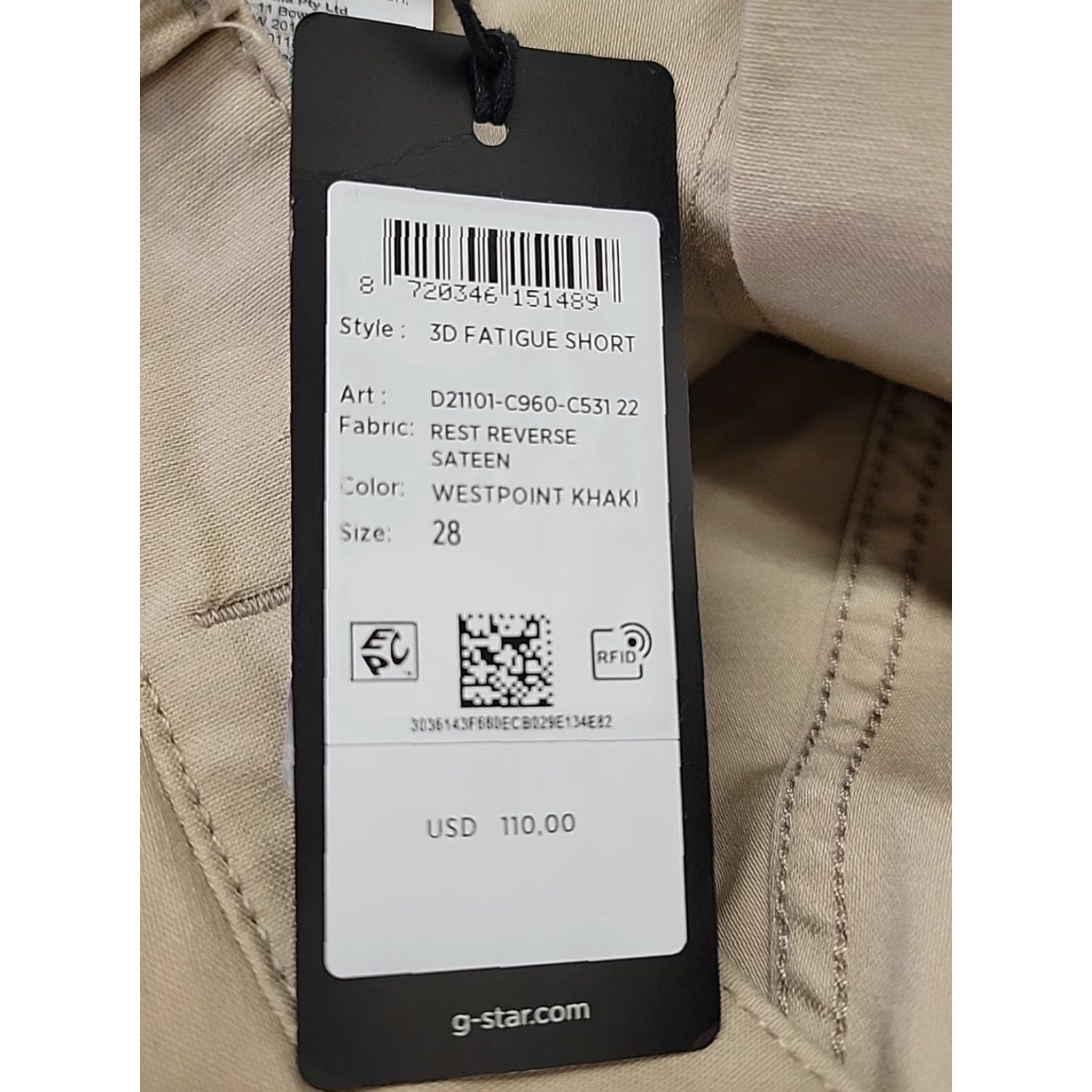G-Star NWT G-Star Raw 3D Fatigue Shorts Mens 28 Beige Fatigue shorts Mens 28 Beige Stars 5-Pocket Cotton Regular Spring Summer Beig e Size US 28 / EU 44 - 7 Thumbnail