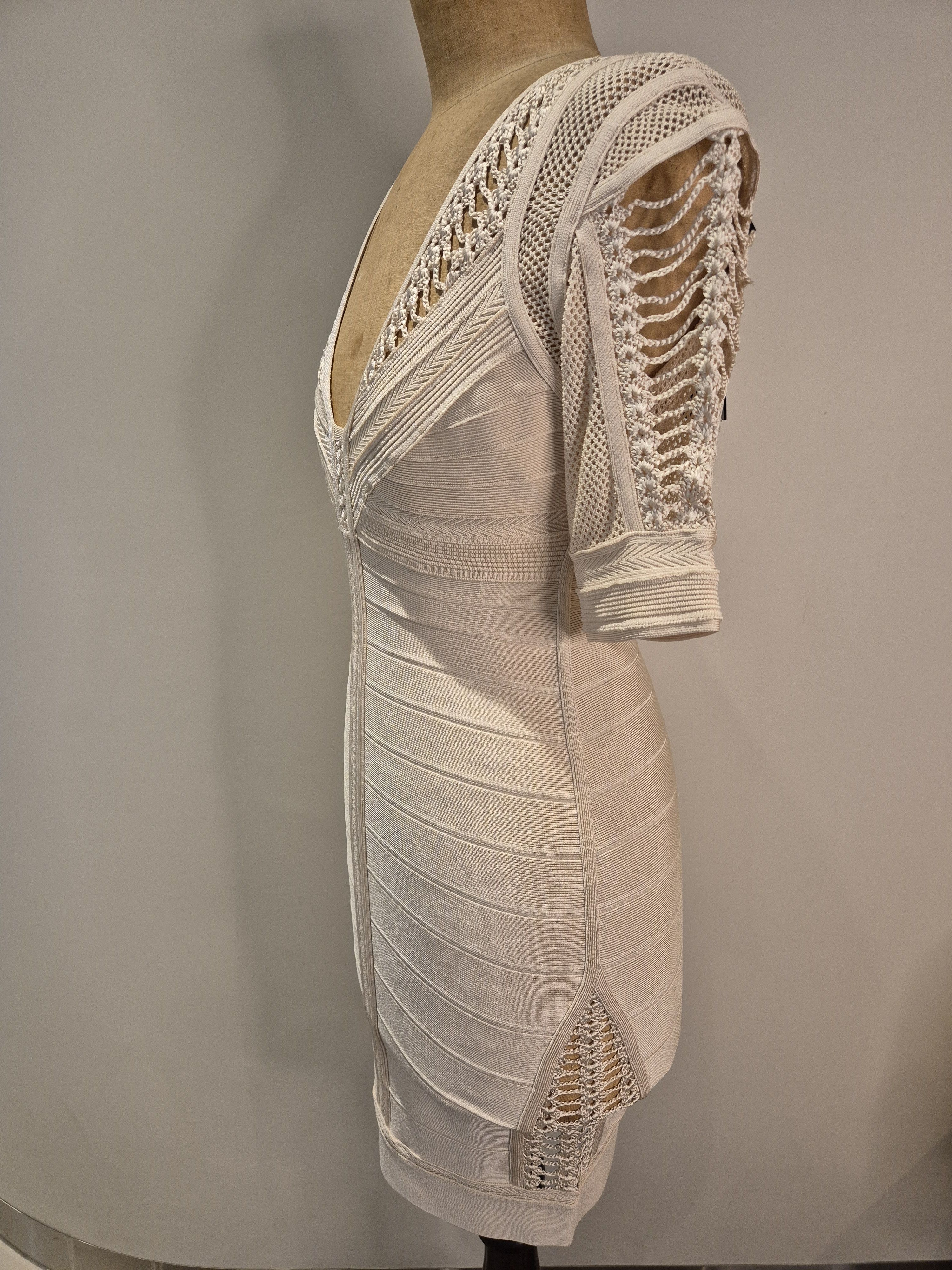 Cream Pointelle Bodycon Bandage Dress