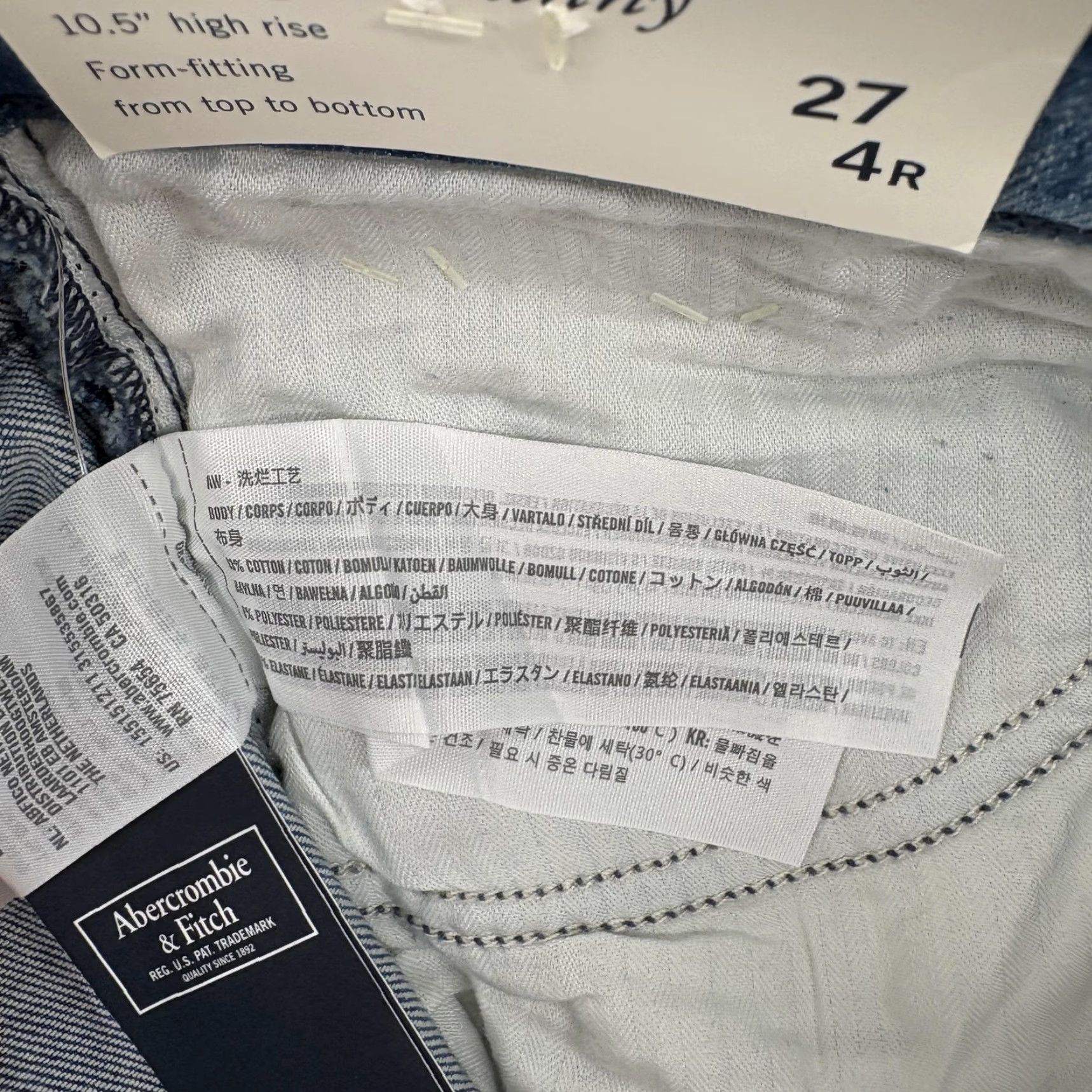 Abercrombie & Fitch Abercrombie & Fitch Skinny Jeans Womens 4 Blue High Rise Distressed NWT Size 27" / US 4 / IT 40 - 5 Thumbnail