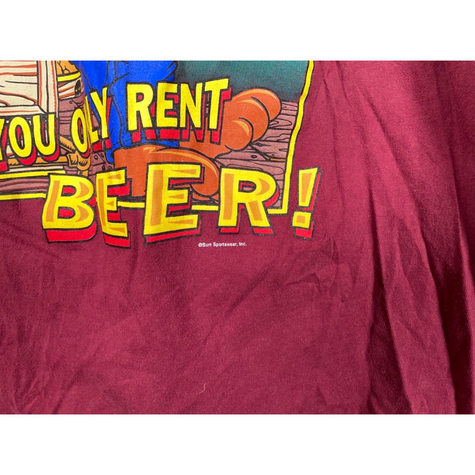 Vintage VINTAGE You Only Rent Beer Shirt Adult Large Dark Red Graphic Print Men’s T-Shirt 2000s Funny Animals Shirt Mens Size US L / EU 52-54 / 3 - 7 Thumbnail
