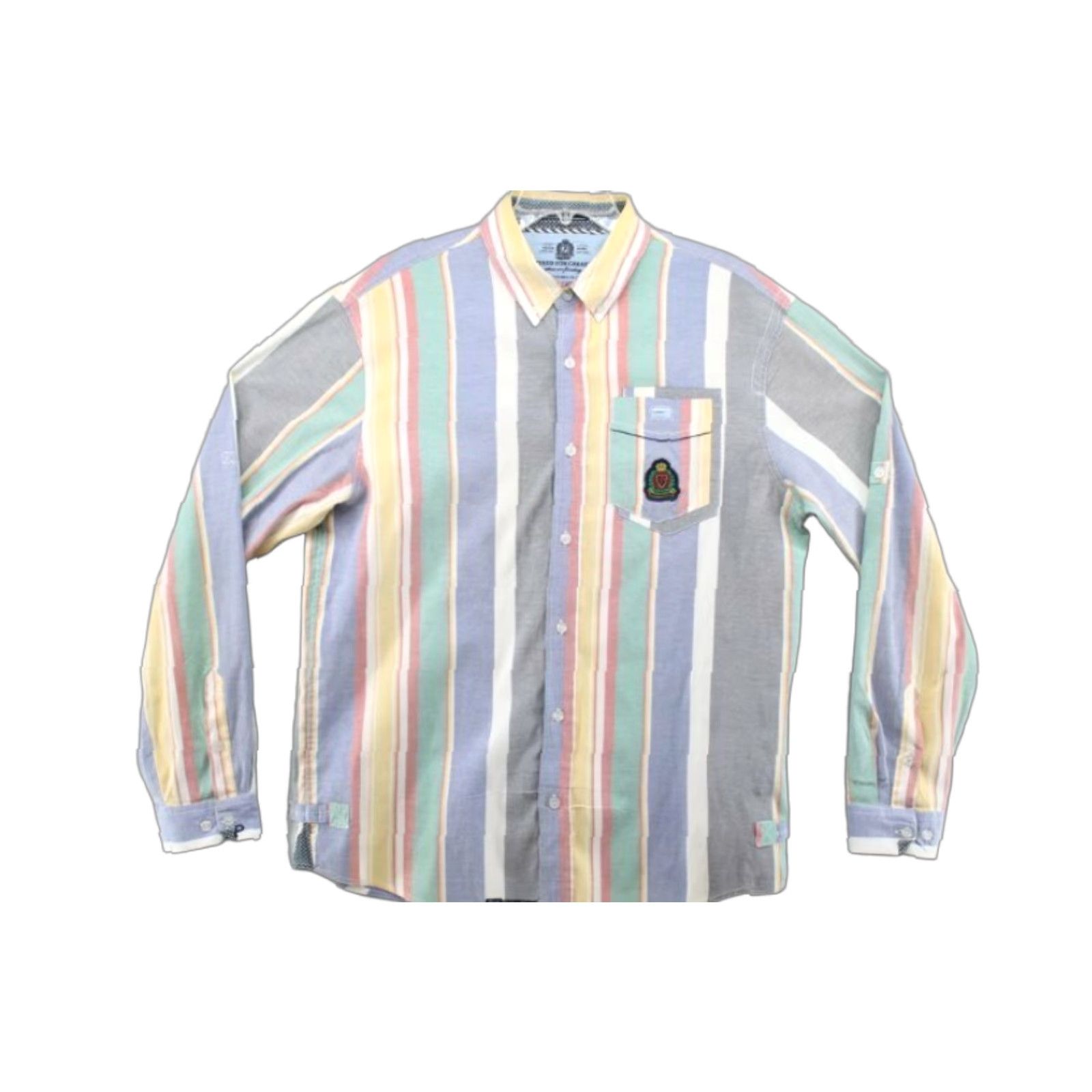 Parish Nation Shirt Mens 2XL Multicolored Stripes Button-Up Street Wear Gorpcore 90s Colorful Casual Business Travel Workwear Mens