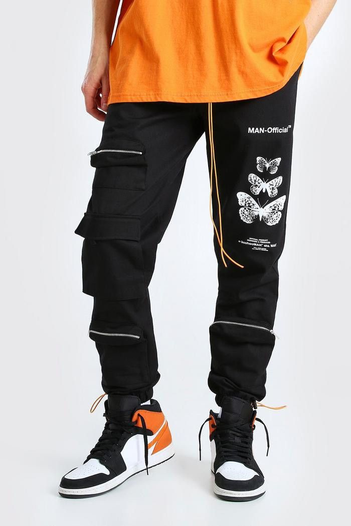 Other BOOHOOMAN MAN OFFICIAL TWILL CARGO BUTTERFLY PRINT TROUSER Size US 32 / EU 48 - 5 Thumbnail