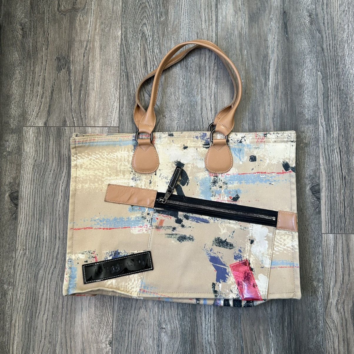 Longchamp Paint Splatter Canvas Tote Bag Large, Women's