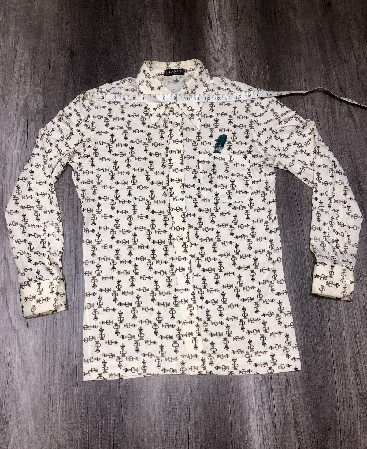 Designer × Lanvin × Vintage Vintage Lanvin Paris Monogram Button Up Long Sleeve Shirt Size US S / EU 44-46 / 1 - 5 Thumbnail
