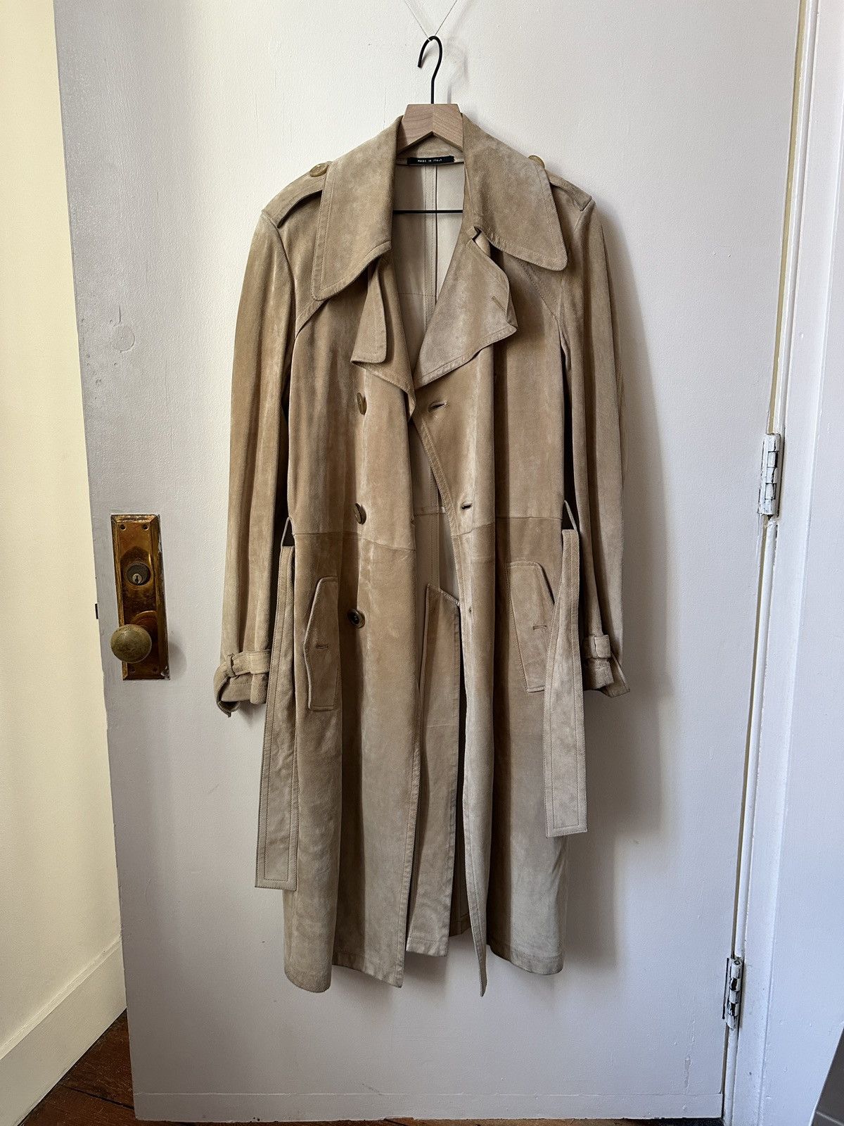 Gucci × Tom Ford Gucci Tom Ford Suede Leather Trench Coat, 48