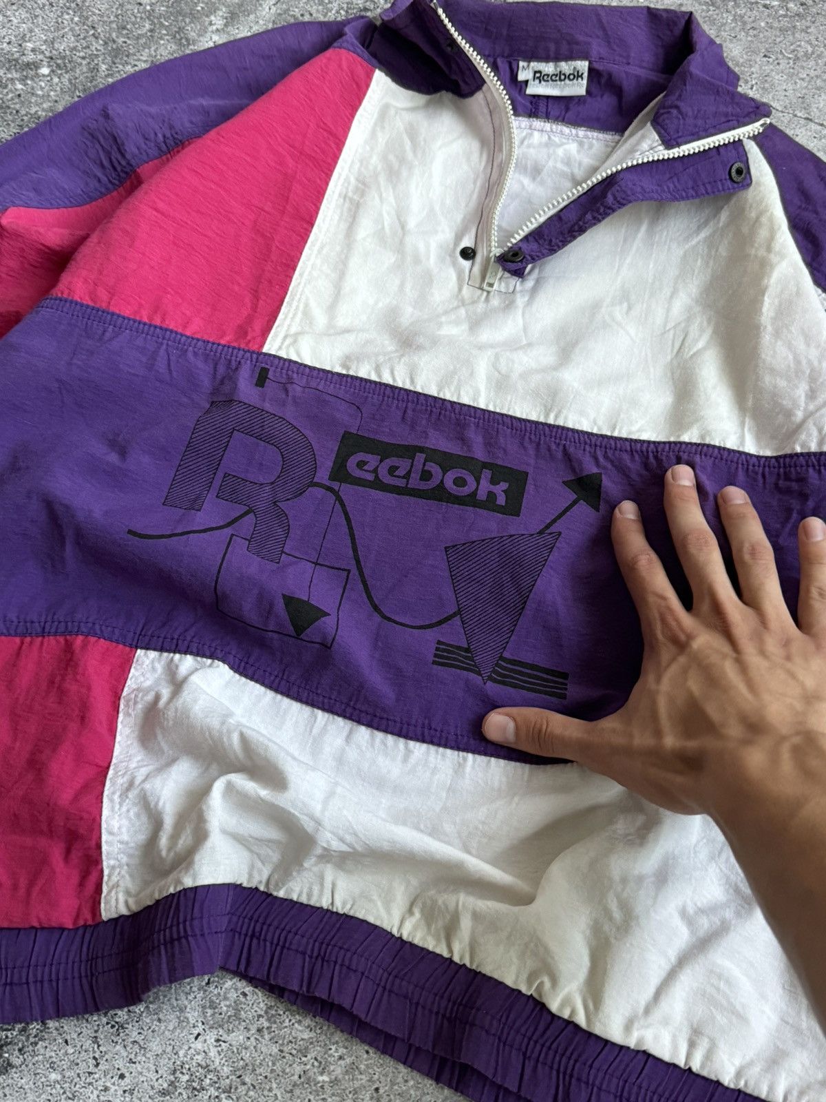 Reebok Vintage Reebok Y2K 1/3 nylon hoodie light jacket Size US M / EU 48-50 / 2 - 7 Thumbnail